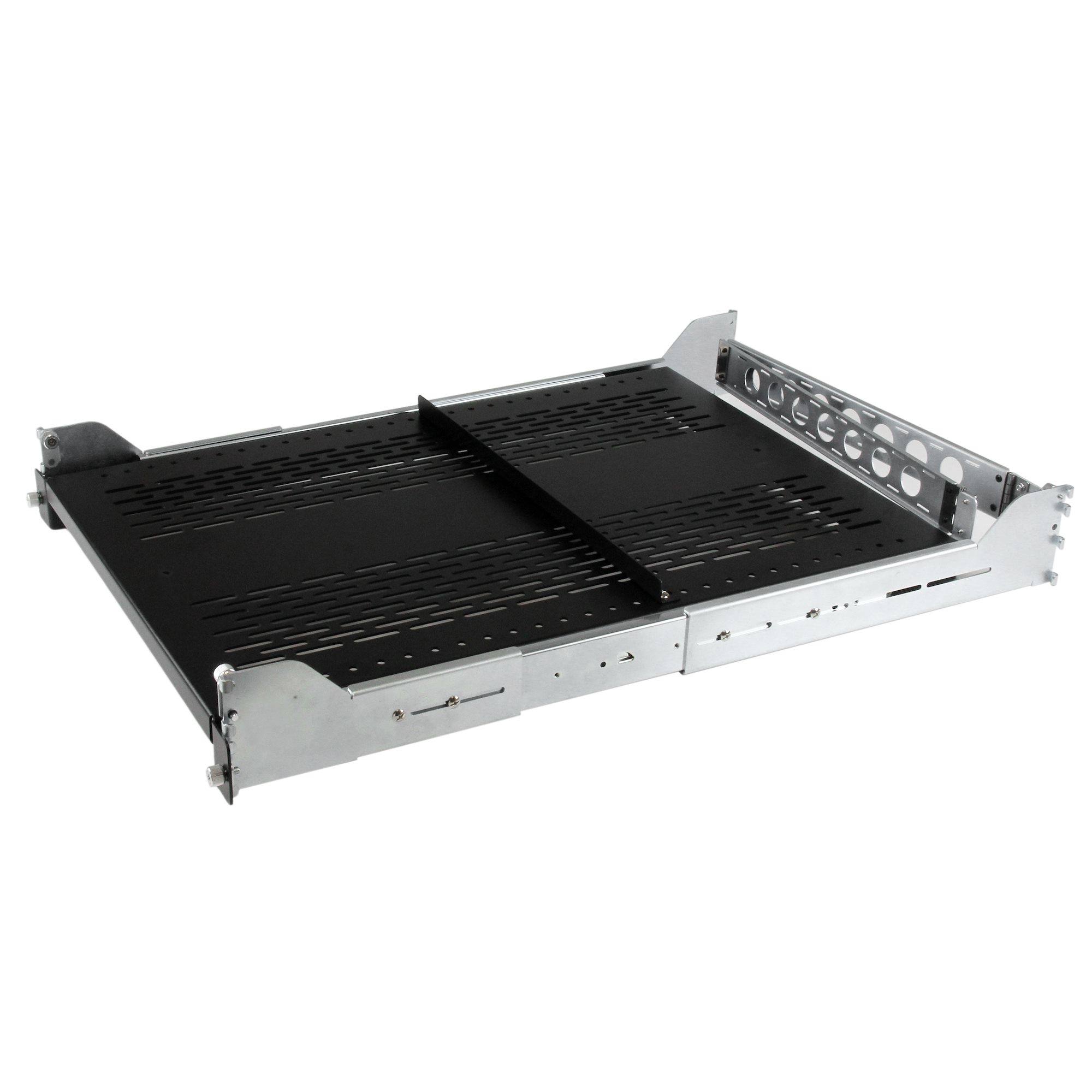 STARTECH.COM 2HE ausziehbarer belüfteter Fachboden für 19in Serverschrank mit Kabelführung / verstellbarer Montagetiefe bis 22,7 kg