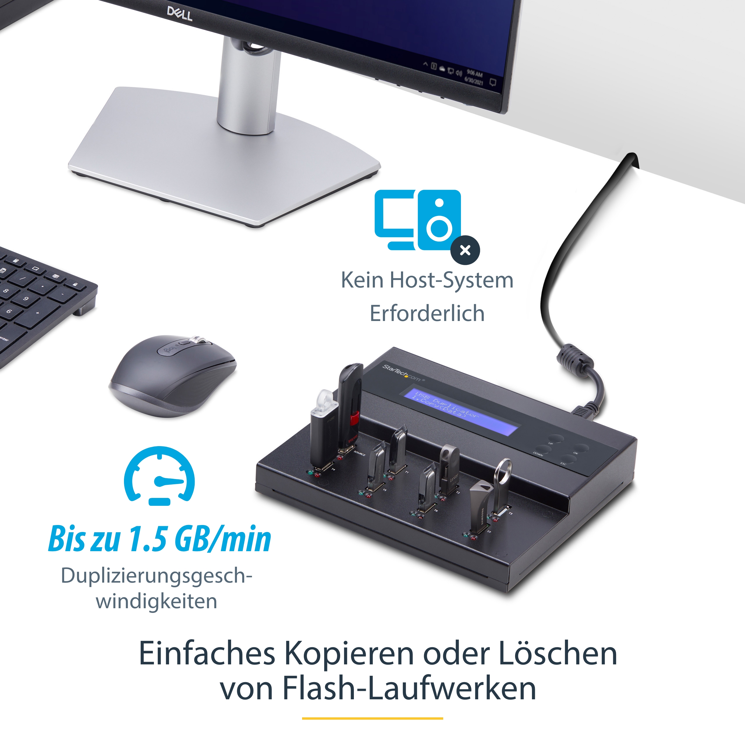 StarTech.com USBDUPE17 USB-Duplizierer 1:7 7 Kopien Schwarz