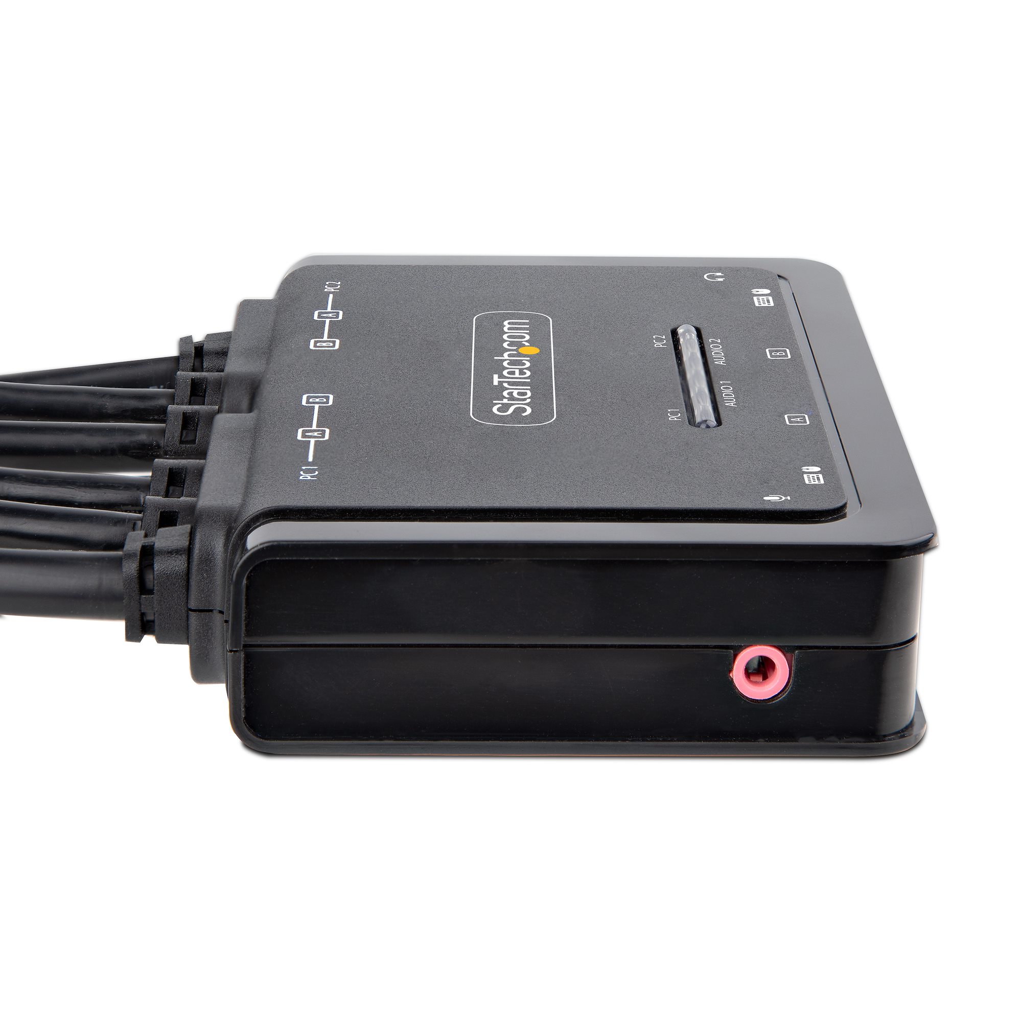 STARTECH.COM 2-Port Dual Monitor KVM Switch DisplayPort 4K 60Hz KVM mit 1,5m Integrierten Kabeln USB-A/DisplayPort/Audio DP KVM Swit