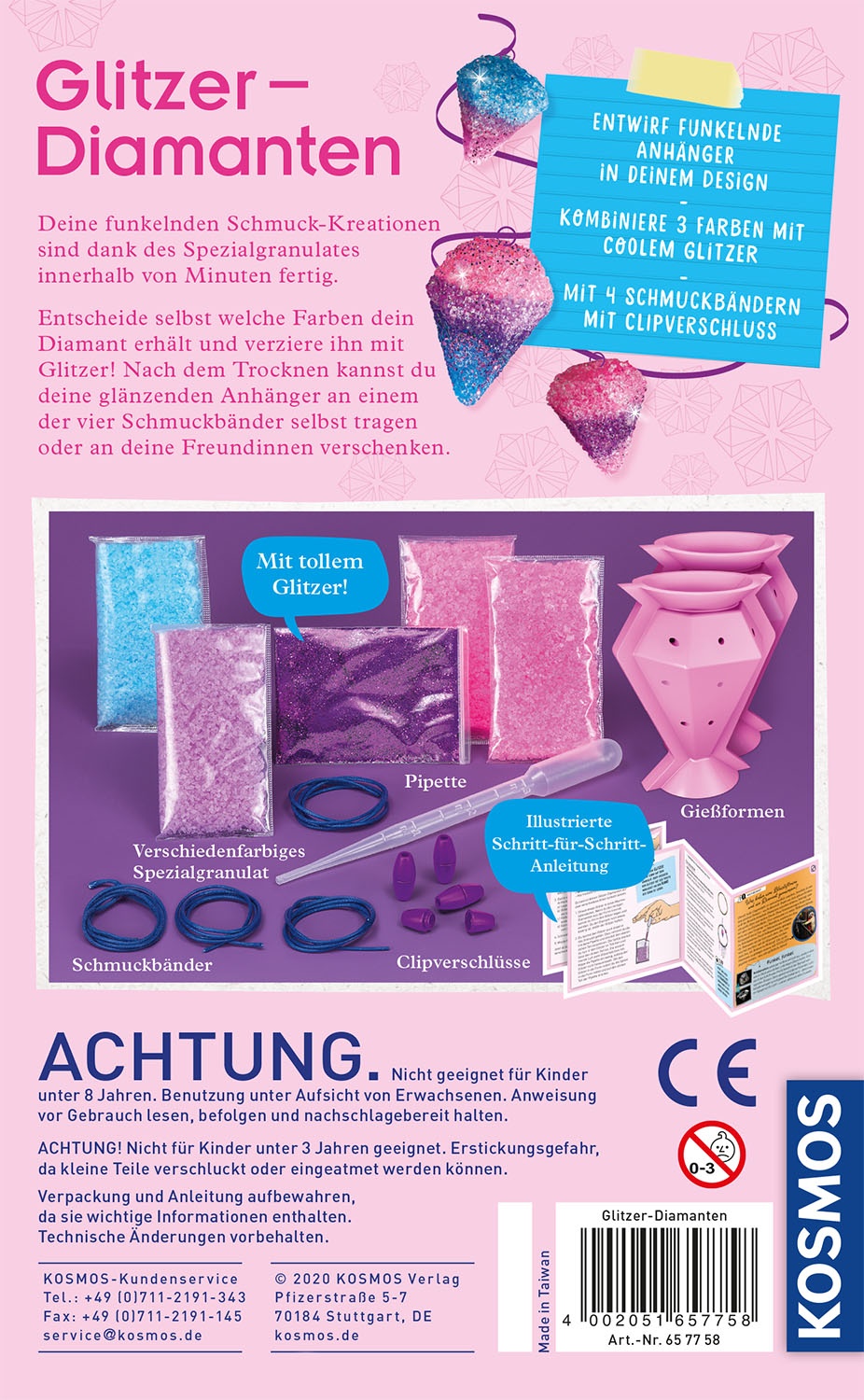 Glitzer-Diamanten, Experimentierkasten