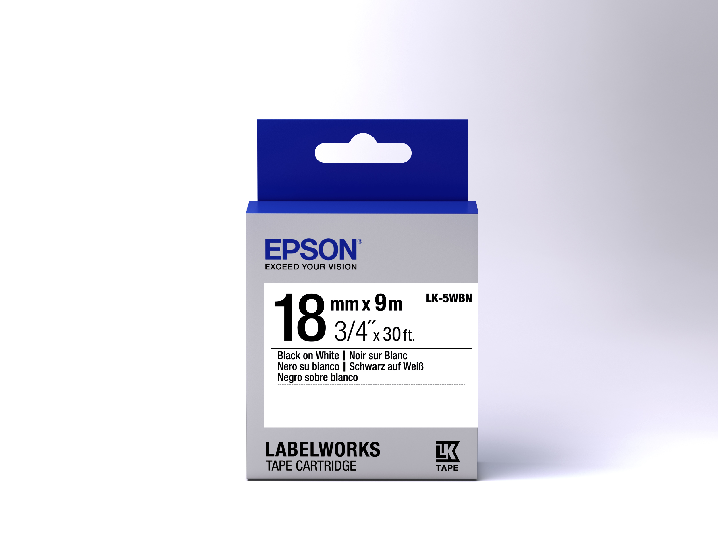 TAPE LK-5WBN STD BLK-/WHT 18/9 .