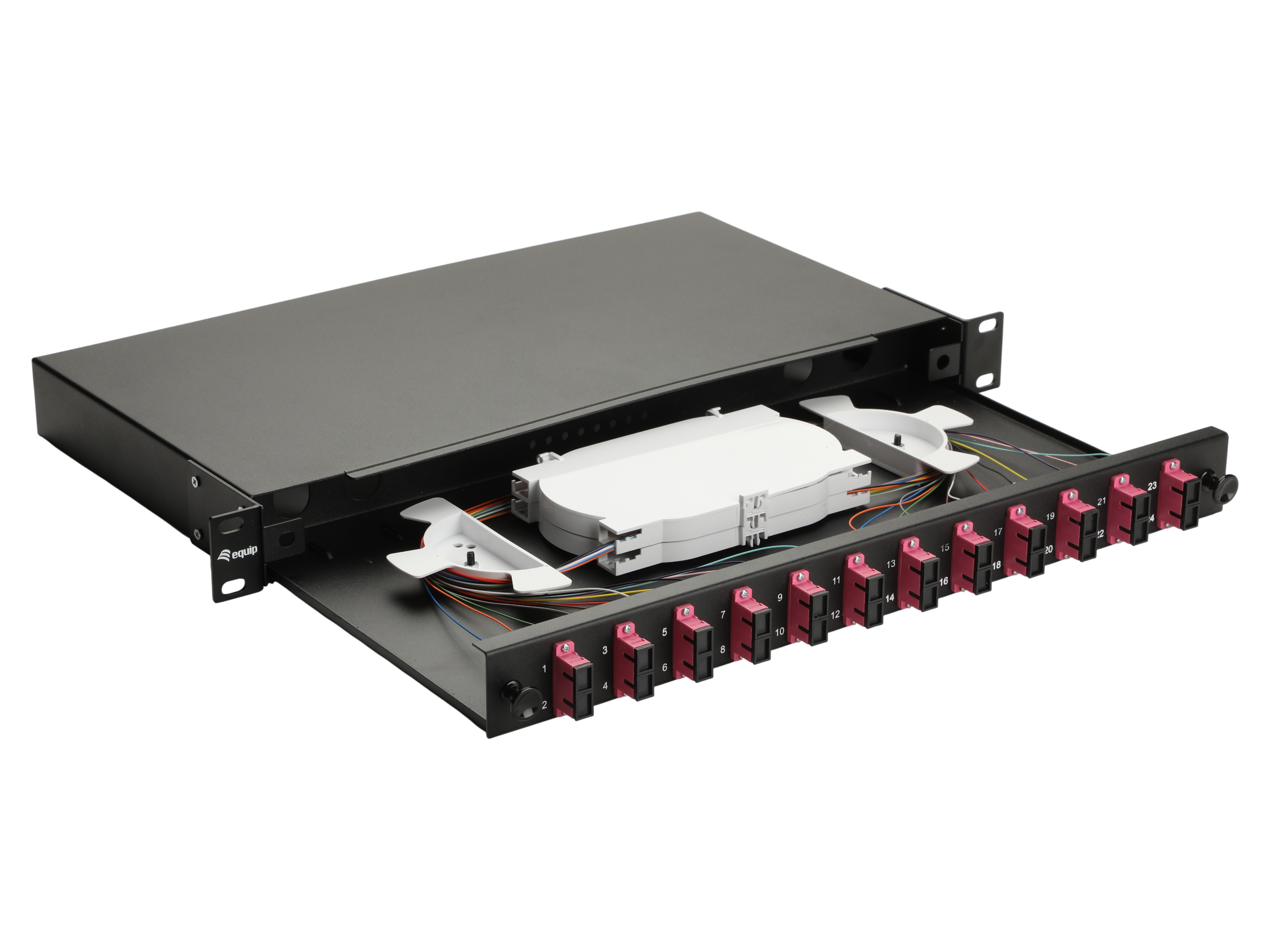 Equip LWL-Spleißkasten 12-Port SC-Duplex OM4 1U komplett sw