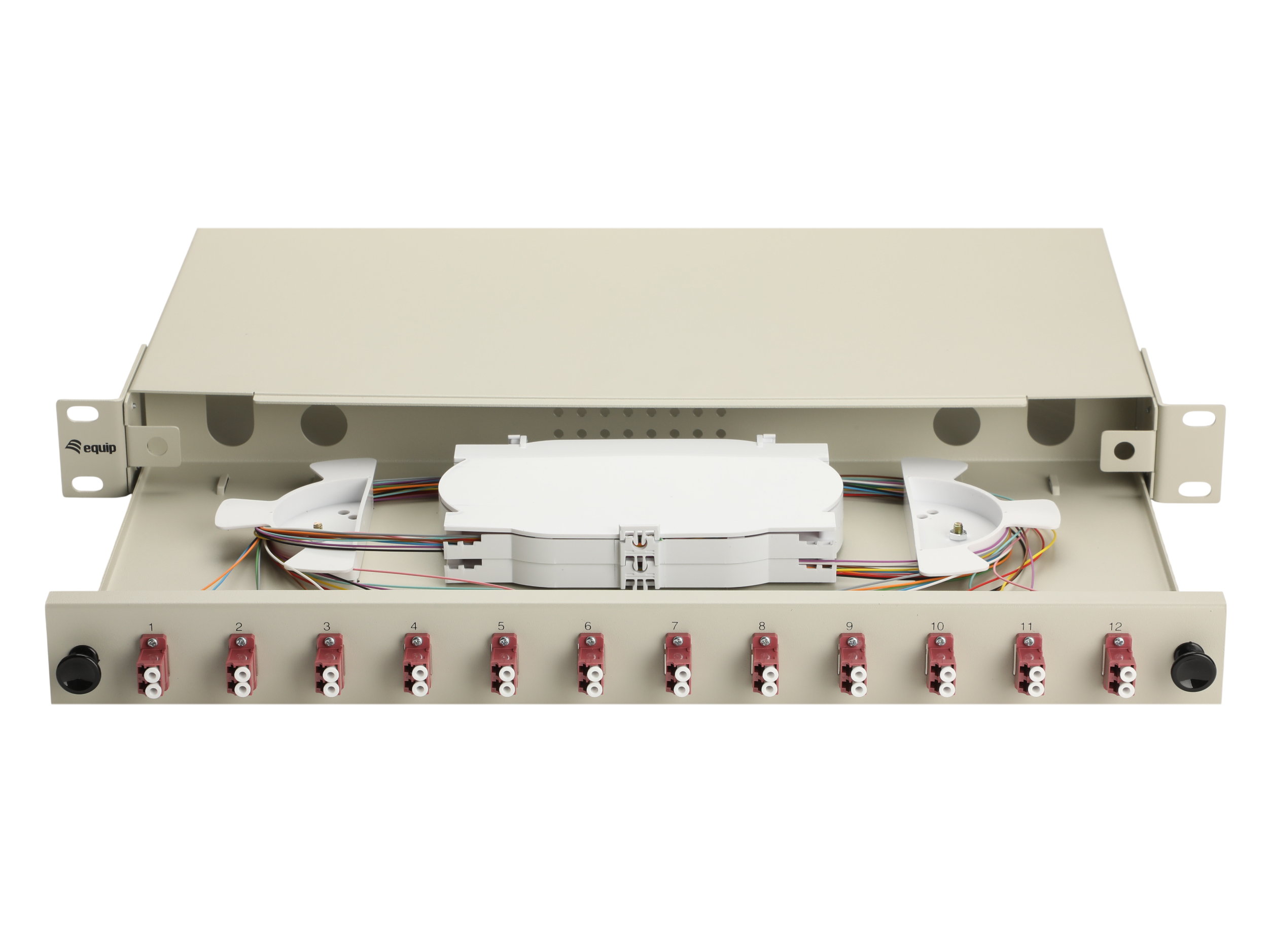Equip LWL-Spleißkasten 12-Port LC-Duplex OM4 1U komplett gr