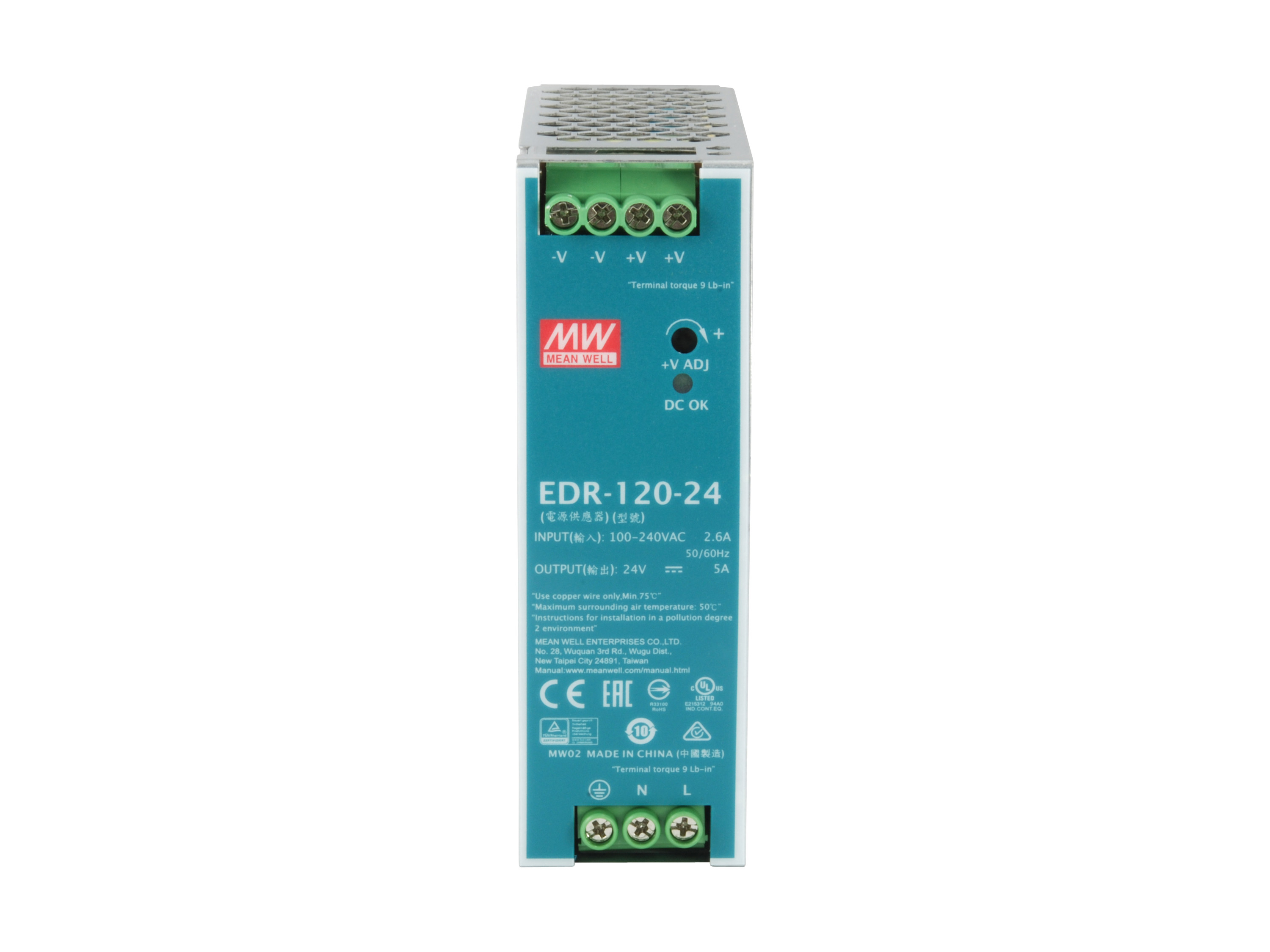 LevelOne Industrie Netzteil 24VDC/120W+DIN-Schiene silber