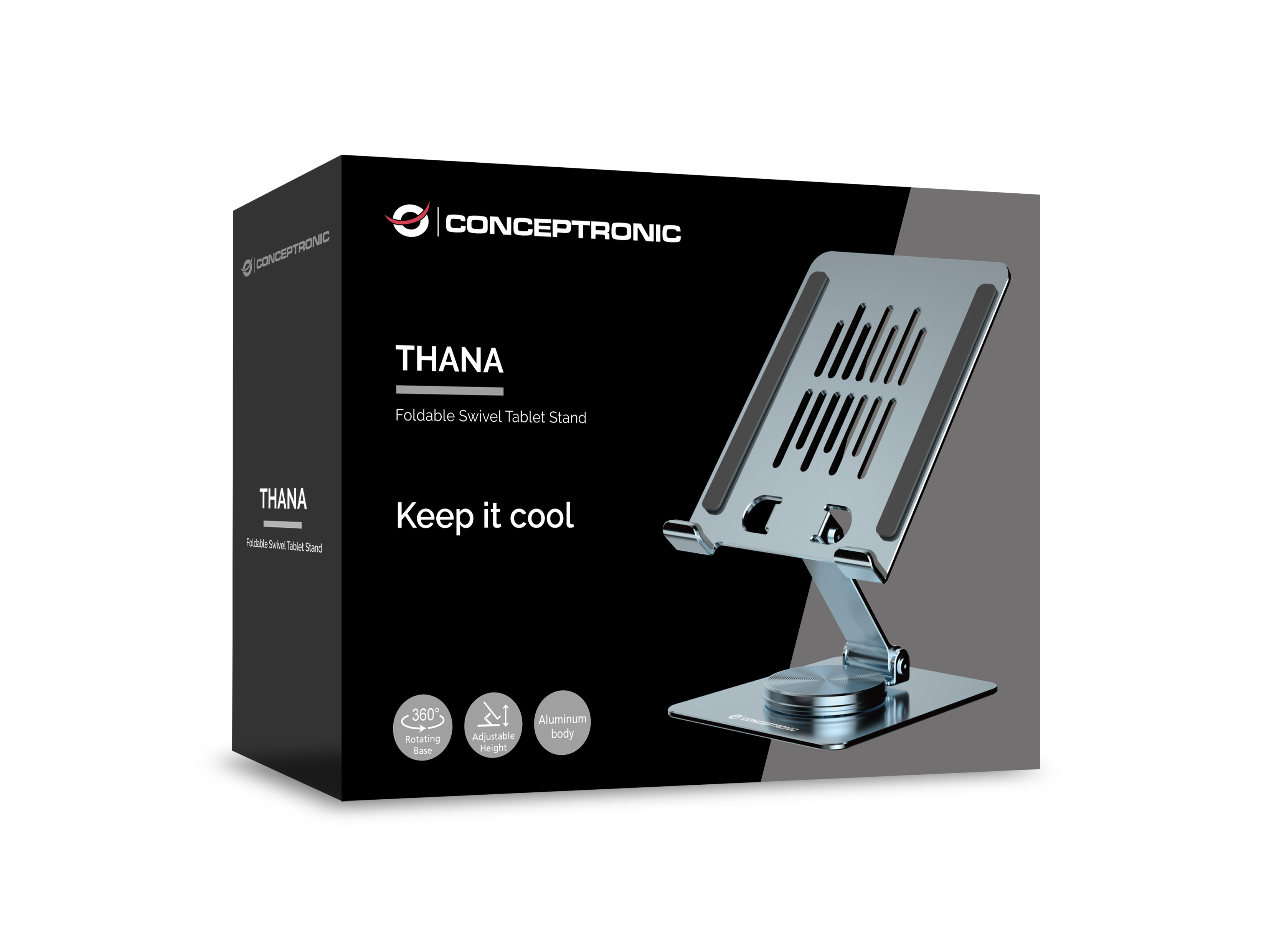 CONCEPTRONIC Tablet Halterung 360°/drehbar/höhenverst. grau