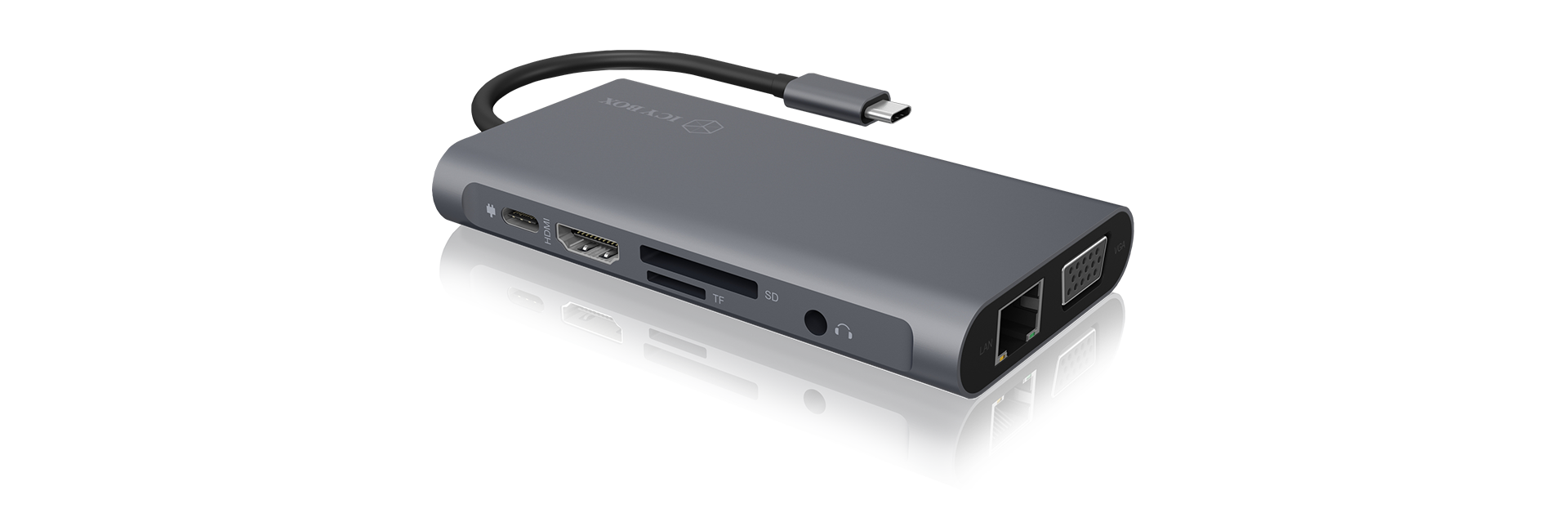 Dockingstation IcyBox USB-C -> USB3.0/HDMI/VGA/LAN/SD/mSD/