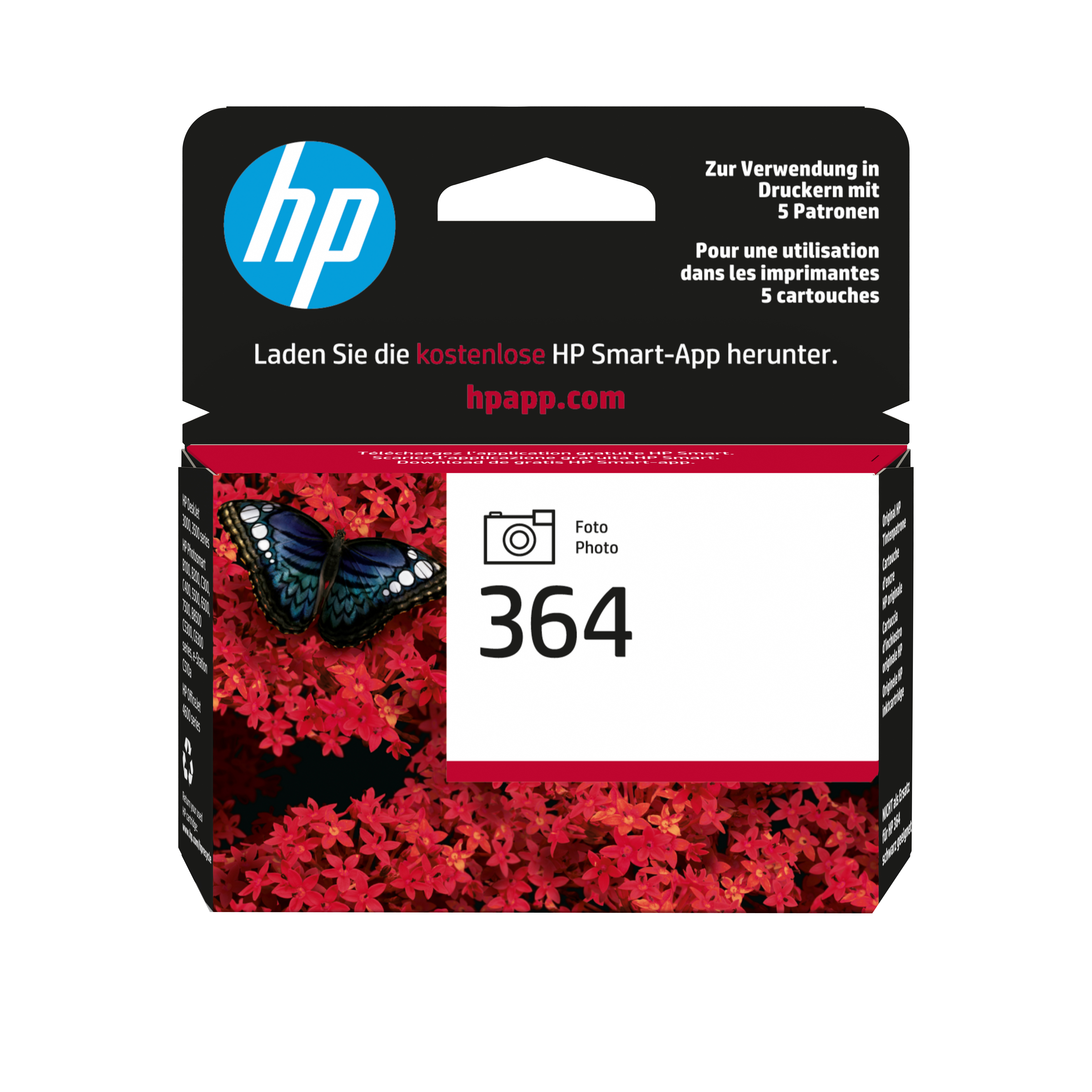 HP 364 original Ink cartridge CB317EE BA1 photo black standard capacity 3ml 1-pack with Vivera Ink cartridge