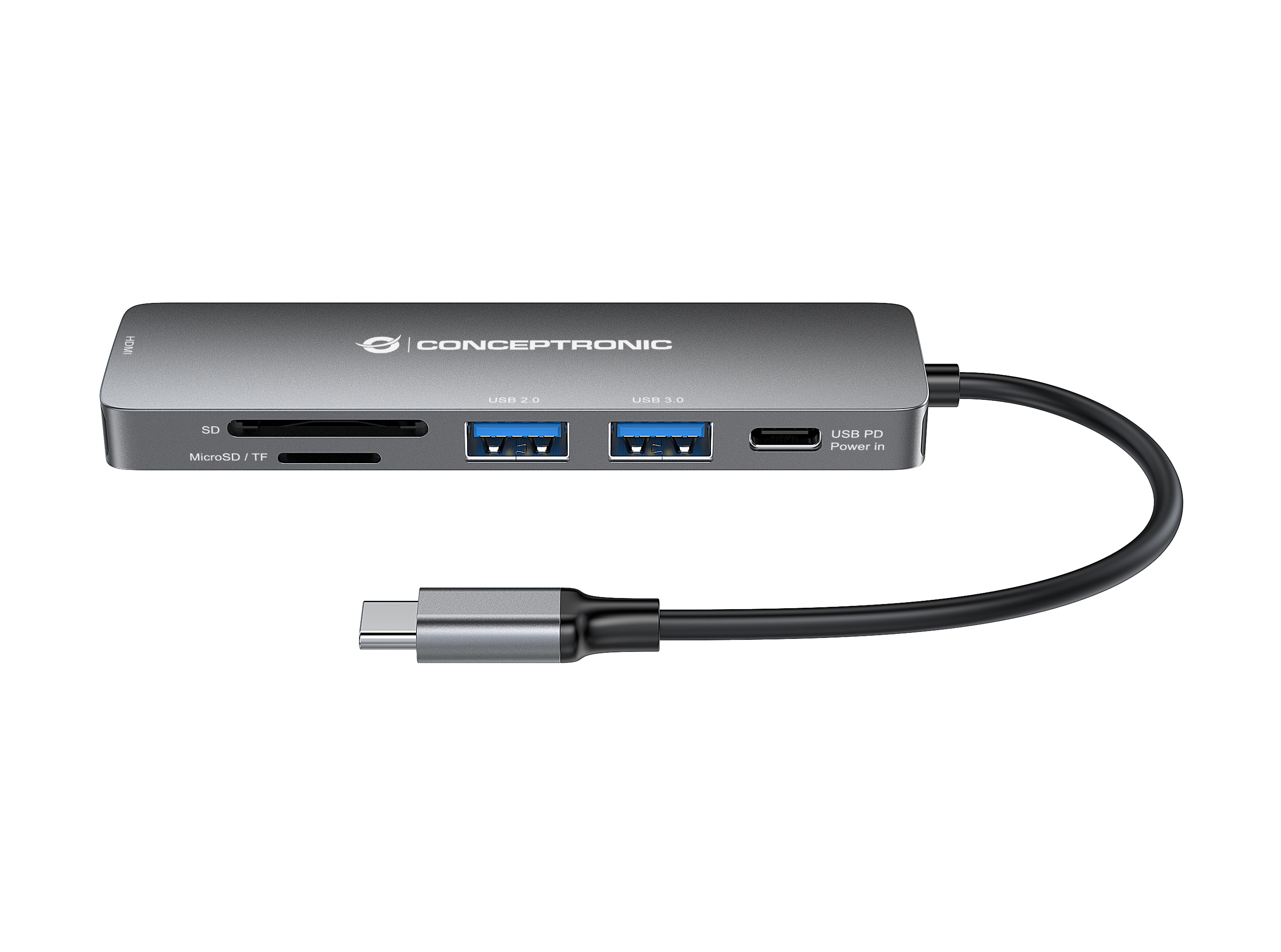 CONCEPTRONIC 6-1 Dock USB-C->HDMI/2xUSB-A/SD/TF/+ 15cm gr
