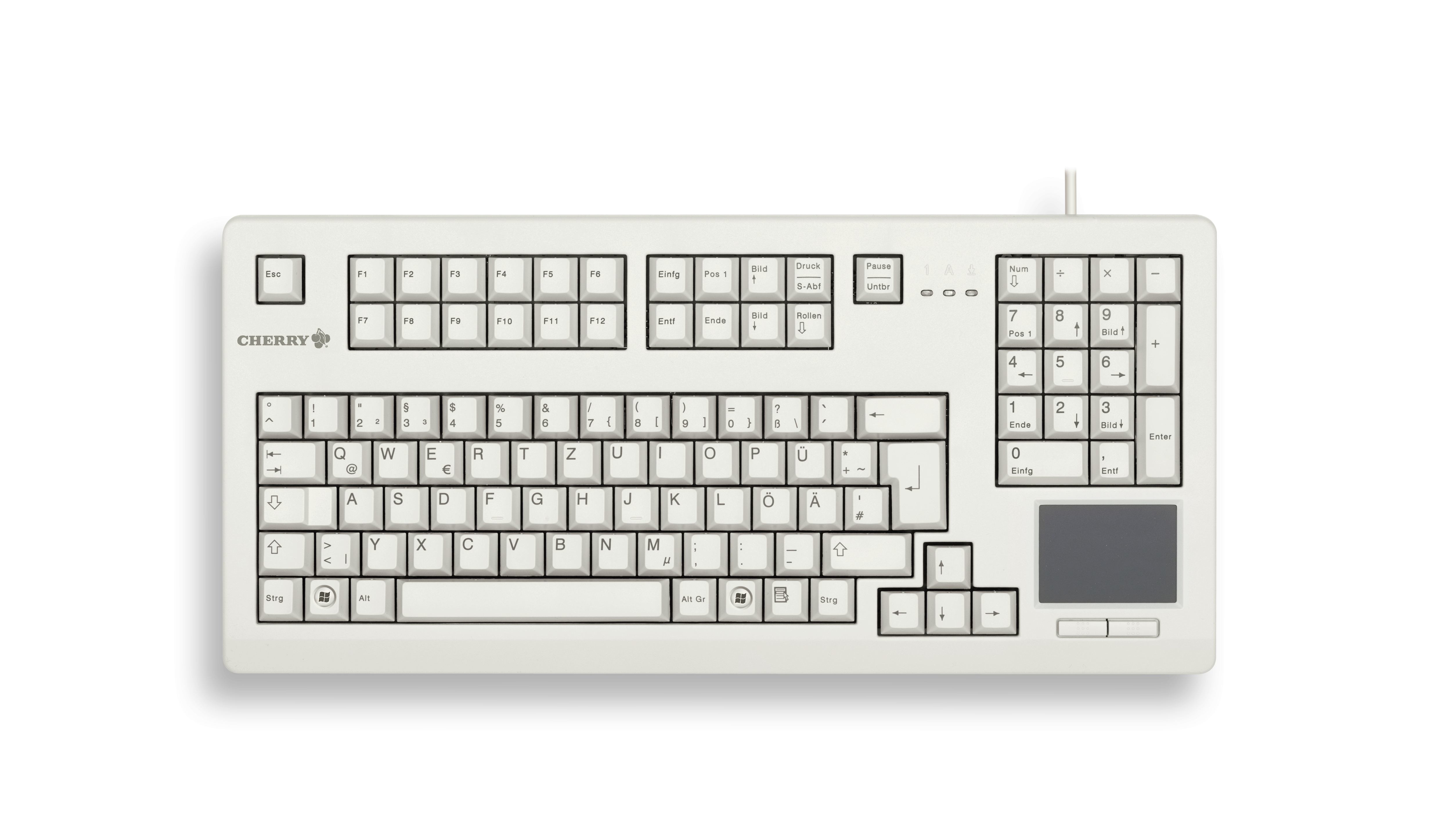 CHERRY MX11900 Tastatur Wired DE +Touchboard 1.75m hellgrau