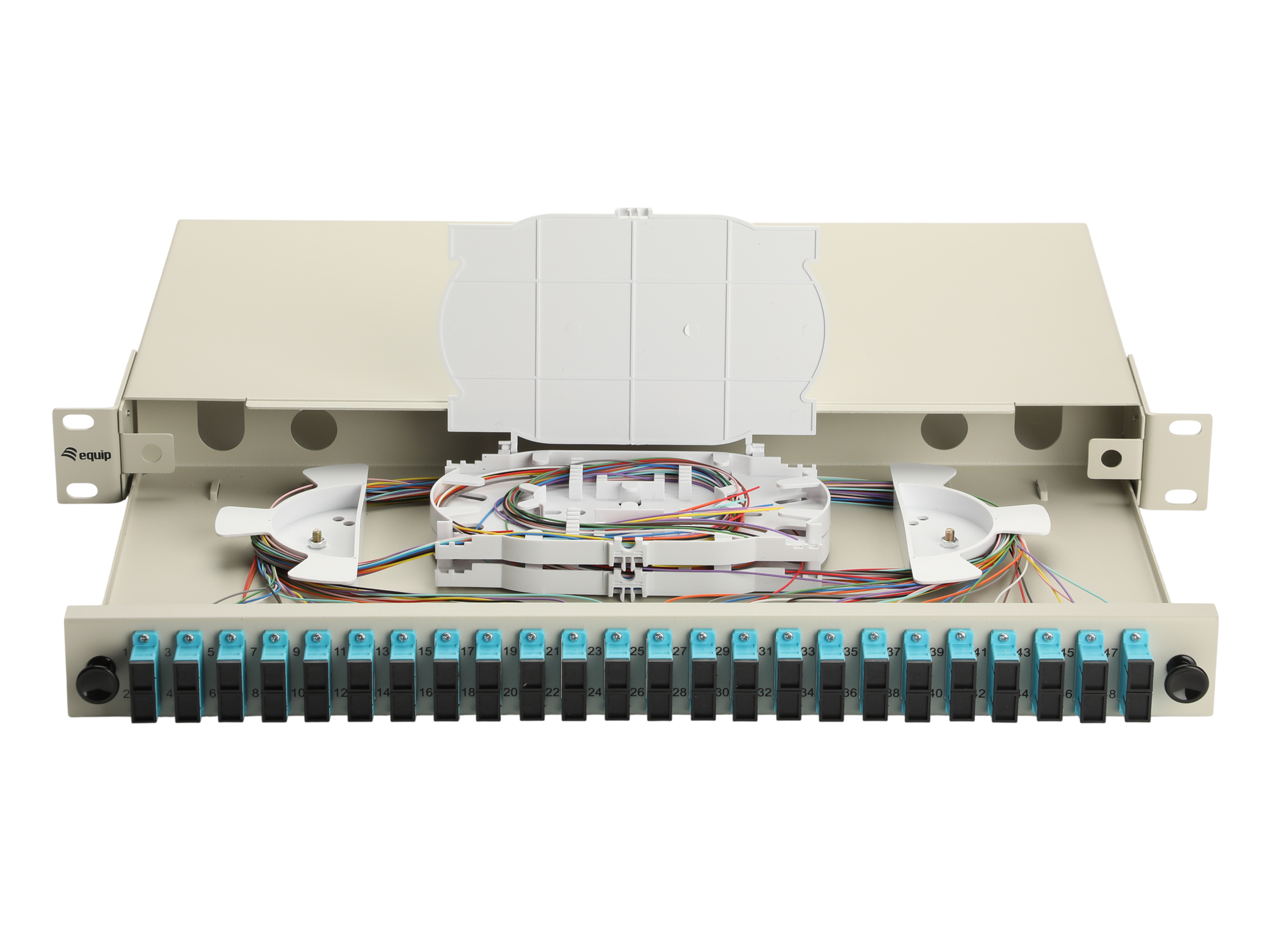 Equip LWL-Spleißkasten 24-Port SC-Duplex OM3 1U komplett gr
