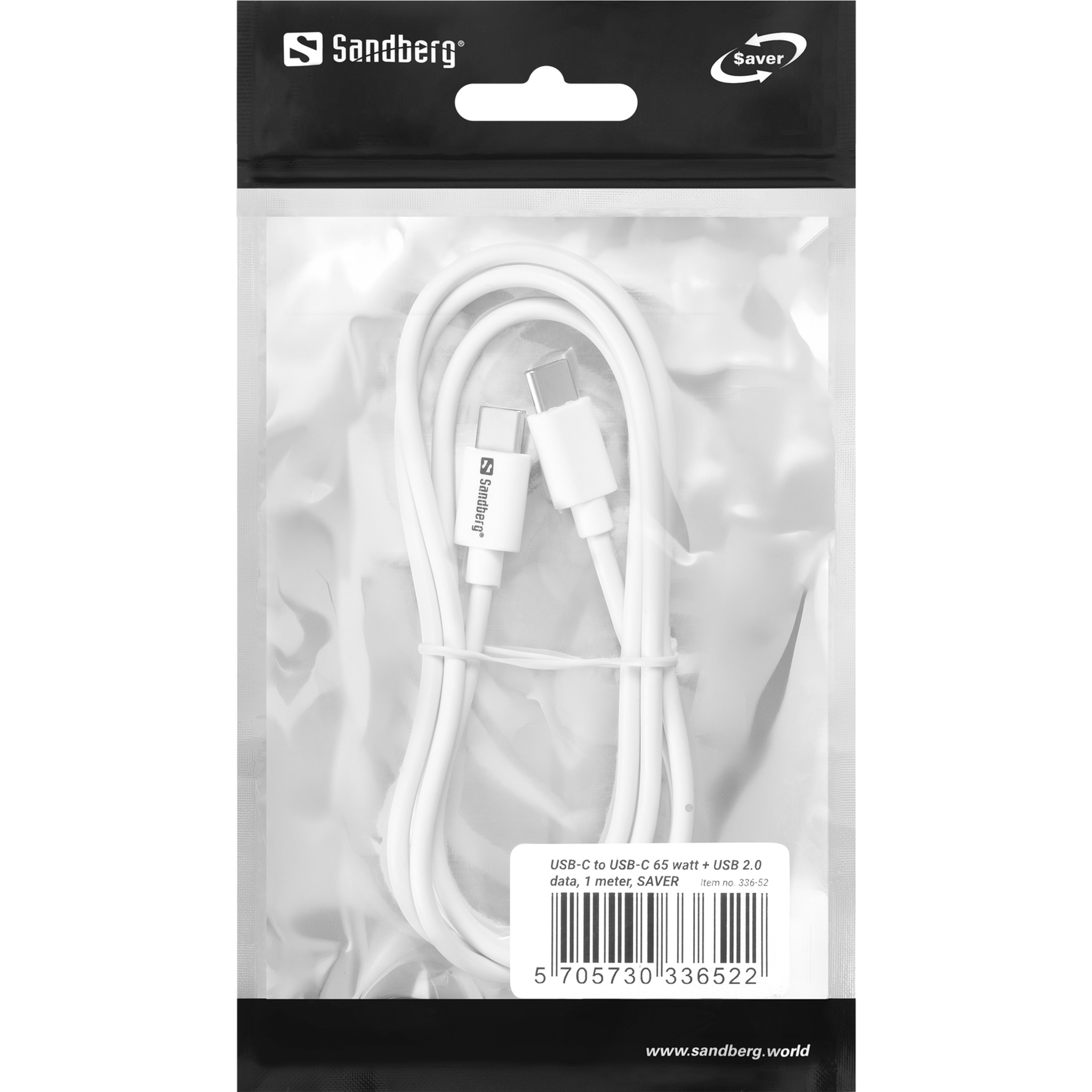 SANDBERG USB-C > USB-C 65W 1M SAVER