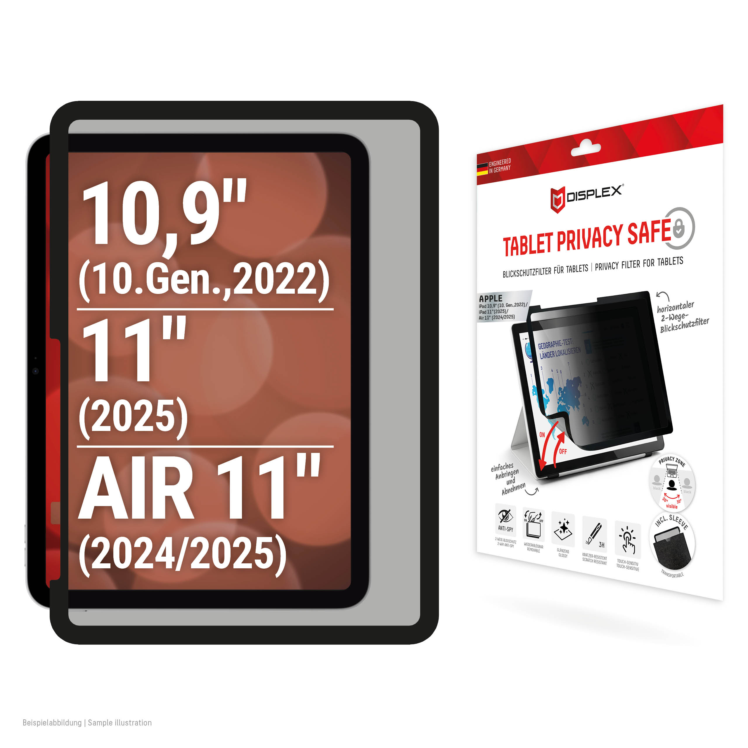 DISPLEX TABLET PRIVACY SAFE REM. 2-Y FILTER F/IPAD 10.9/11IN