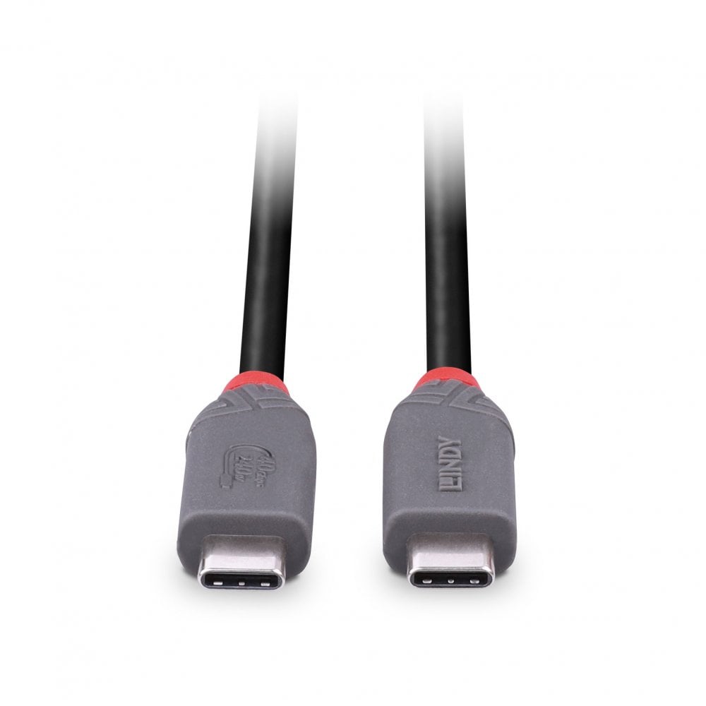 LINDY 2.0m USB4 240W Typ C Kabel, 40Gbit/s, Anthra Line