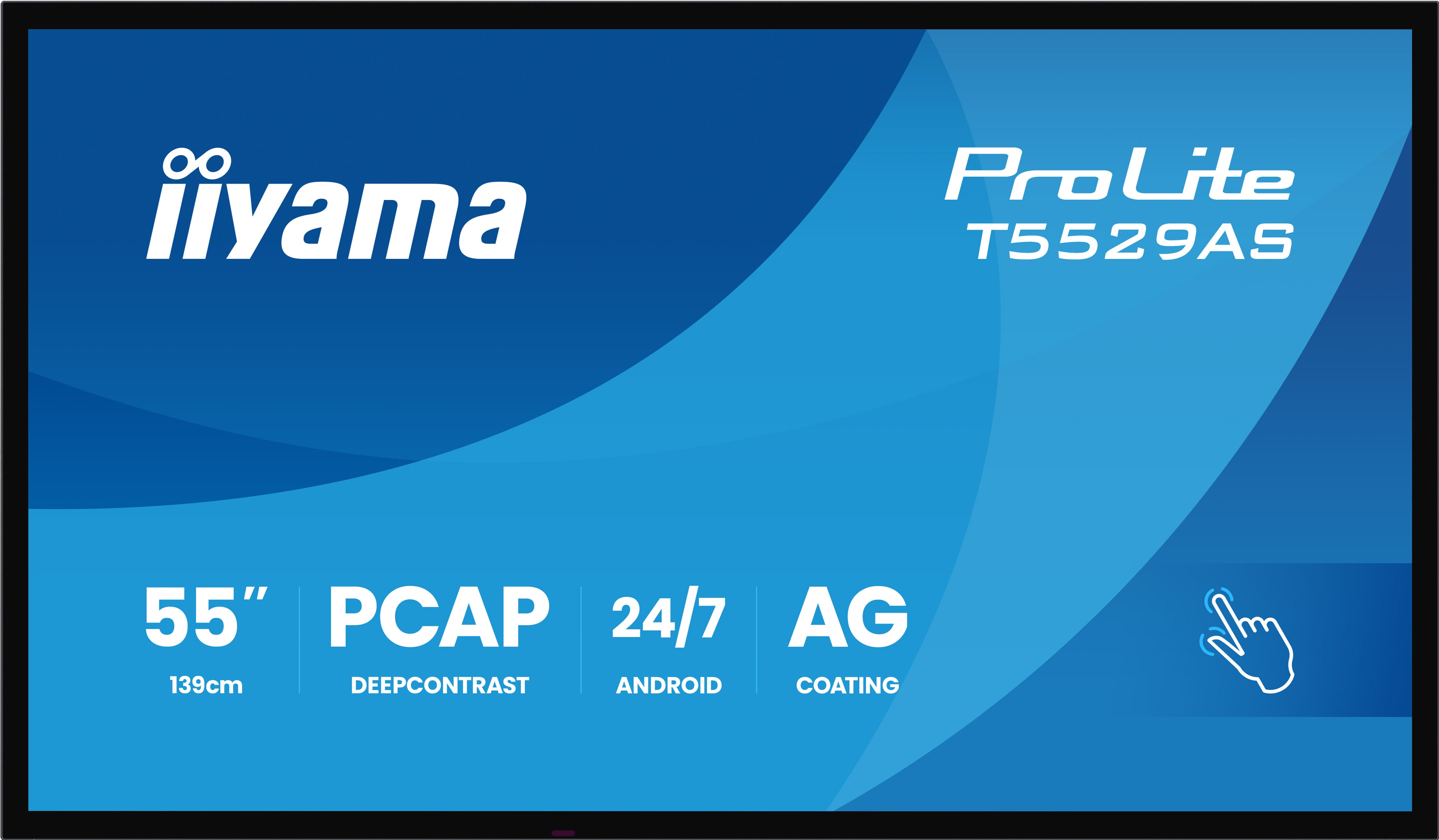IIYAMA T5529AS-B1AG 139,7cm 55Zoll All-In-One Interactive Display 3840x2160 4K UHD 4GB RAM 32GB Storage Android 14 2xHDMI+USB-C
