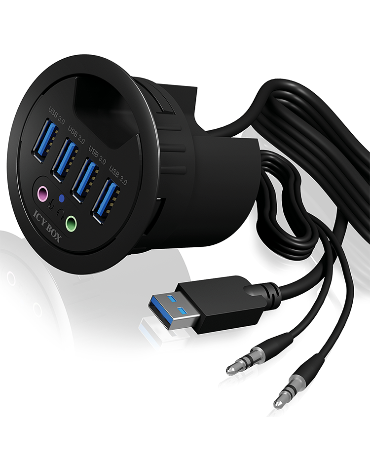 Hub 4-Port IcyBox USB 3.0 IB-Hub1403A Tisch-Hub mit Audio retail