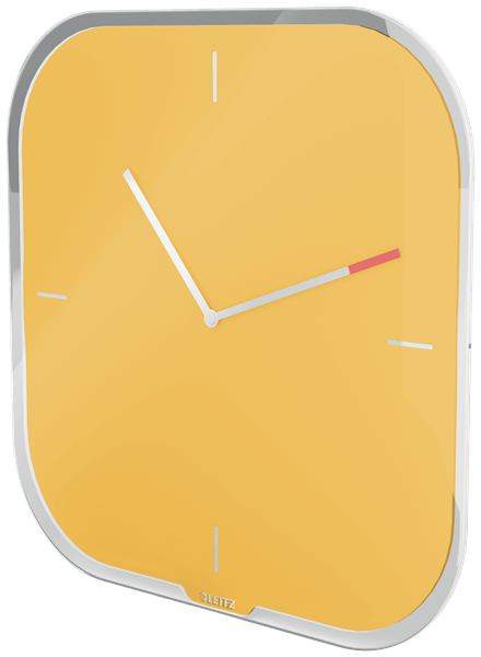 LEITZ Wanduhr Cosy gelb Sicherheitsglas 30,0 x 30,0 cm