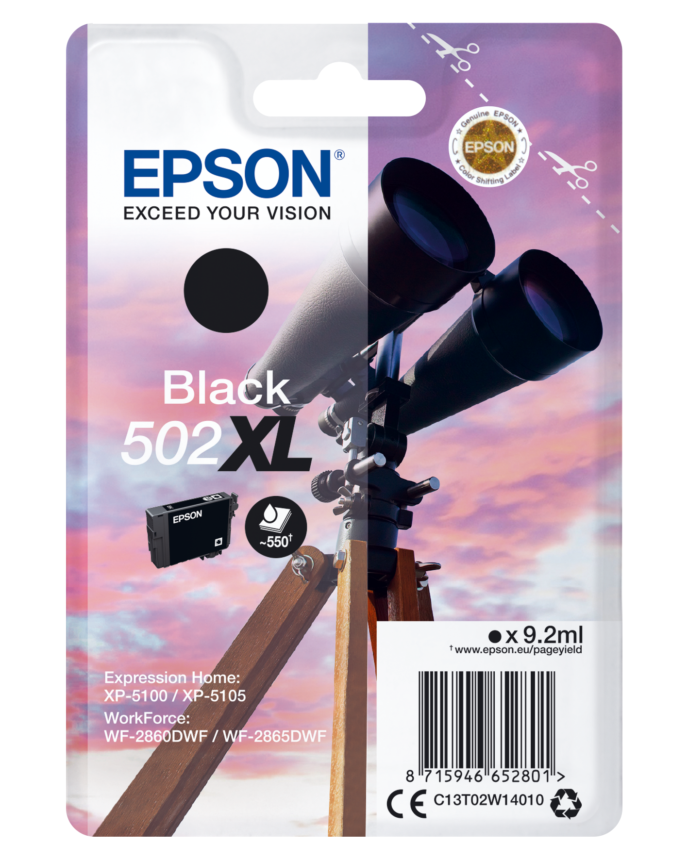 EPSON 502XL/T02W14 (Fernglas) schwarz Druckerpatrone