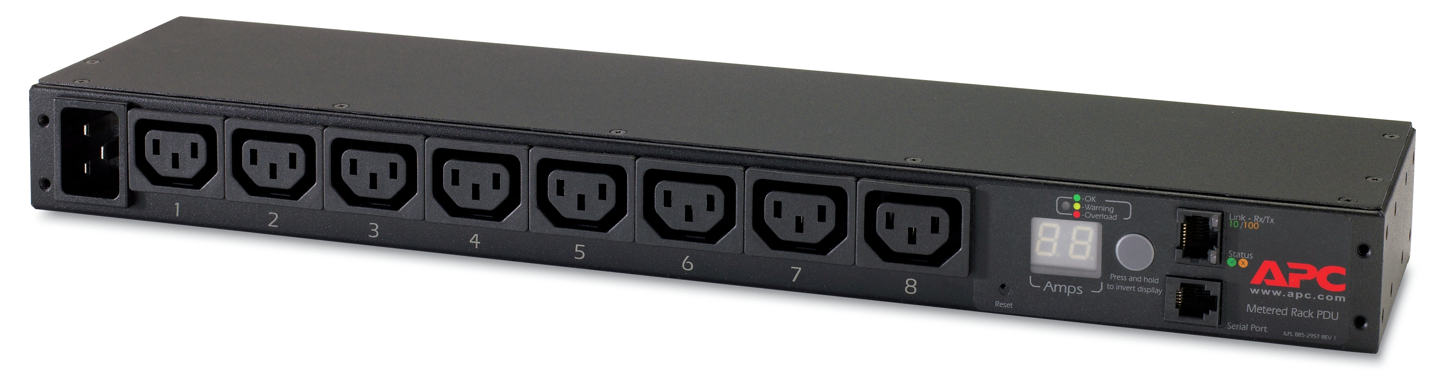 APC Metered Rack PDU AP7821B Rack AC 100-240V Ethernet 10/100 input IEC 60320 C20 oc 8 power IEC 60320 C13 1U 2,4m cord