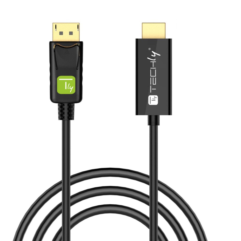 TECHLY Konverterkabel DisplayPort 1.2 auf HDMI schwarz 2m konvertiert das DisplayPort Signal in ein HDMI Signal