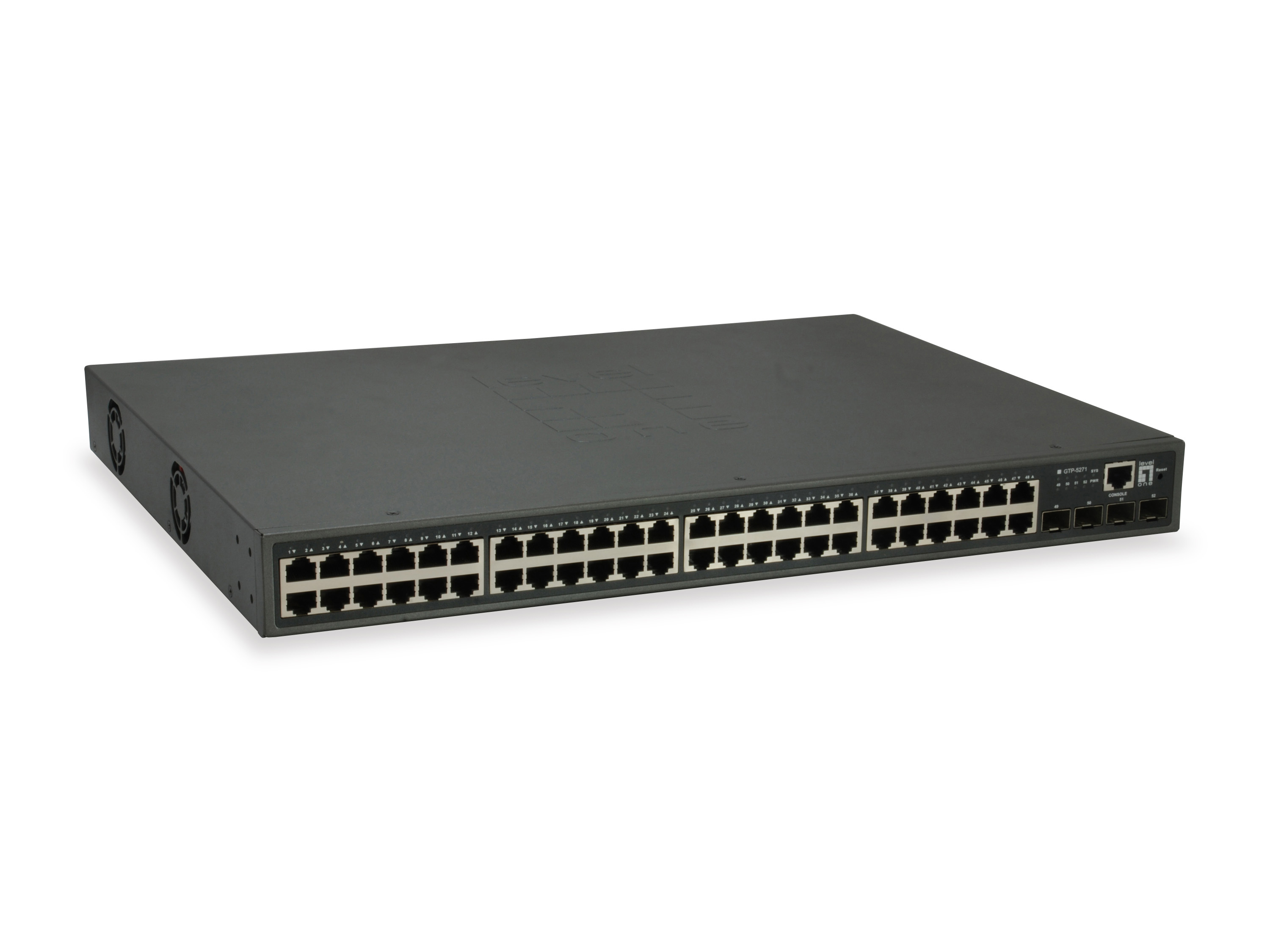 LevelOne PoE+Switch 48xGE PoE/4x10GSFP 400W 19 Managed L3
