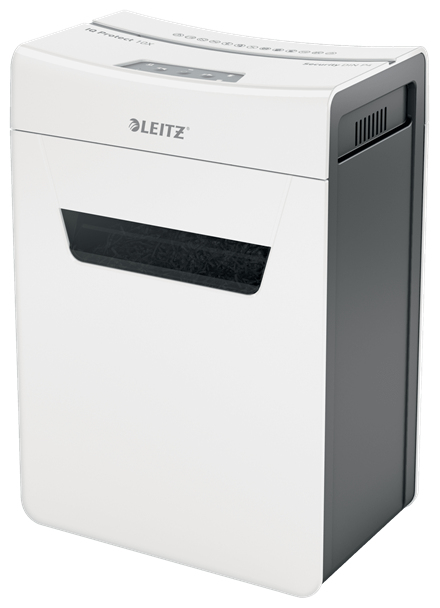 LEITZ IQ 10X Protect Premium Aktenvernichter mit Partikelschnitt P-4, 4 x 40 mm, bis 10 Blatt, weiß
