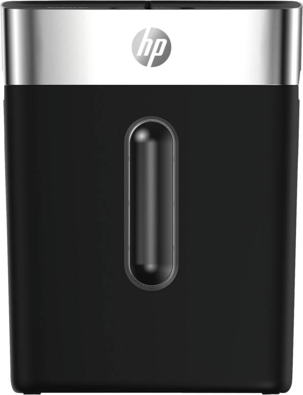 HP OneShred 8CC Aktenvernichter mit Partikelschnitt P-4, 5 x 18 mm, bis 8 Blatt, schwarz, silber