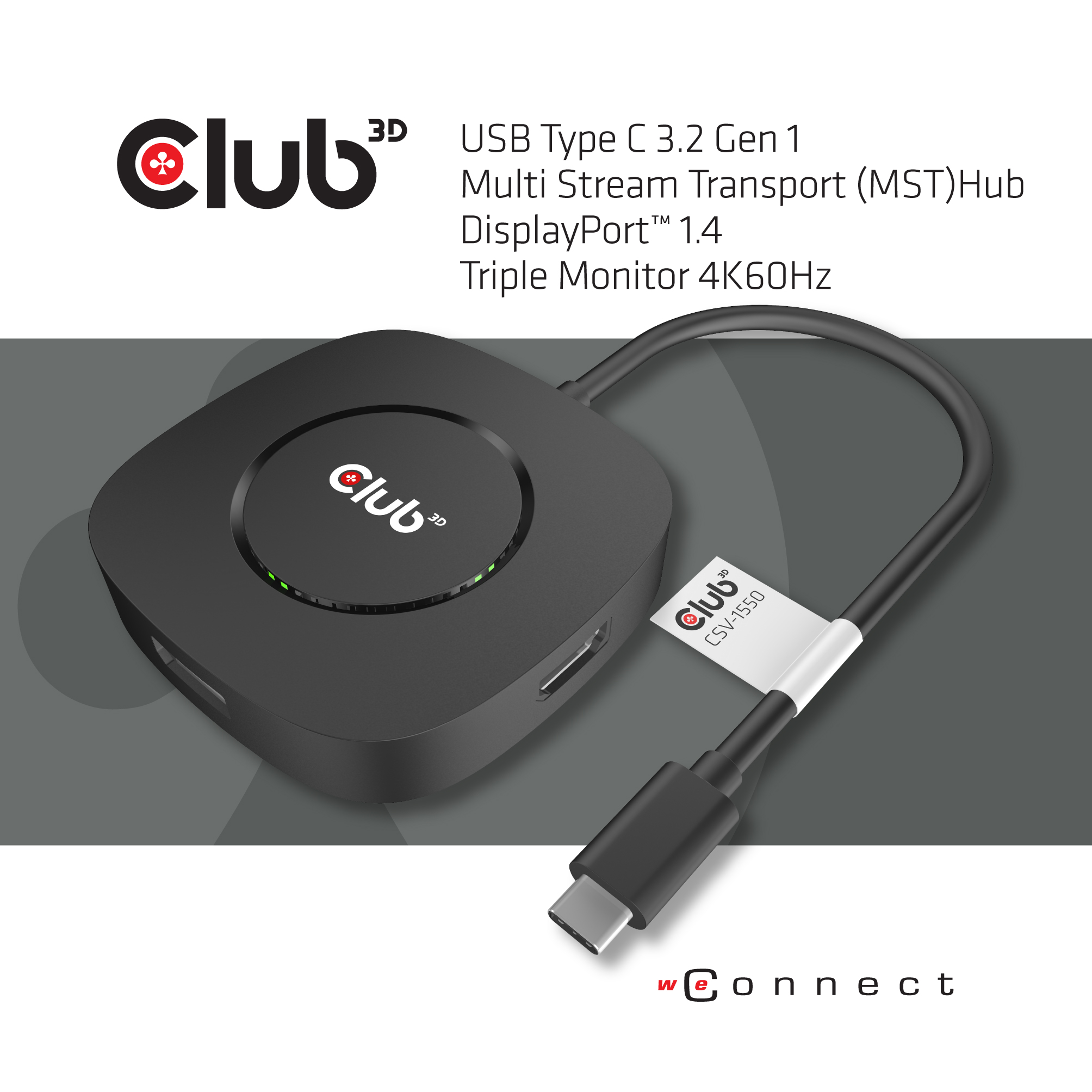 Club3D MST-Hub USB 3.2 Typ C > 3x DisplayPort 1.4 St/Bu retail