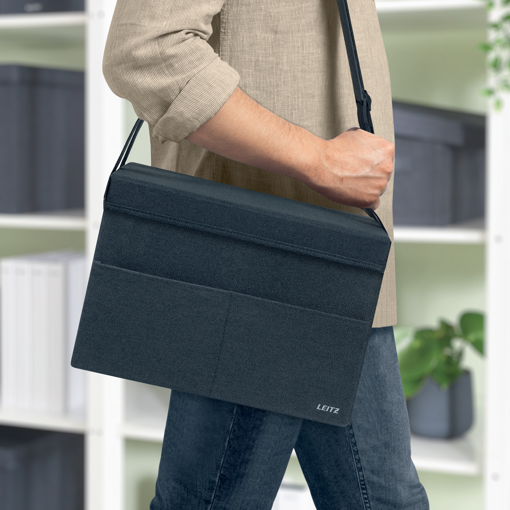 LEITZ Desk Sharing Tasche mit Deckel 67240089 Stoff grau