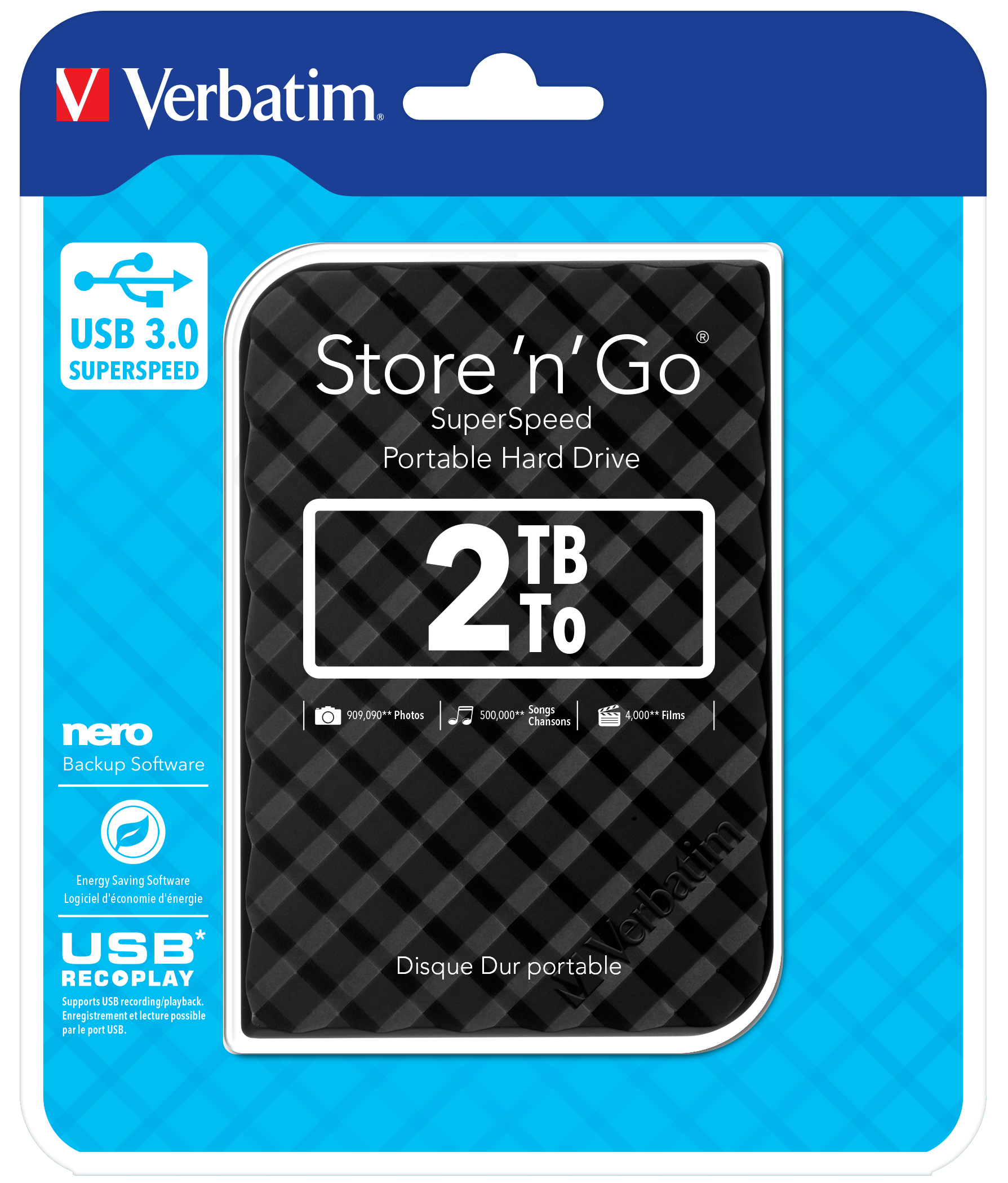 Verbatim 6.3cm (2.5) 2TB USB 3.0 Store'n Go Gen2 Black retail