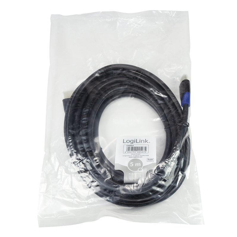 Logilink HDMI-Kabel Ethernet High Speed, 4K2K/60Hz,5.00m sw. bulk
