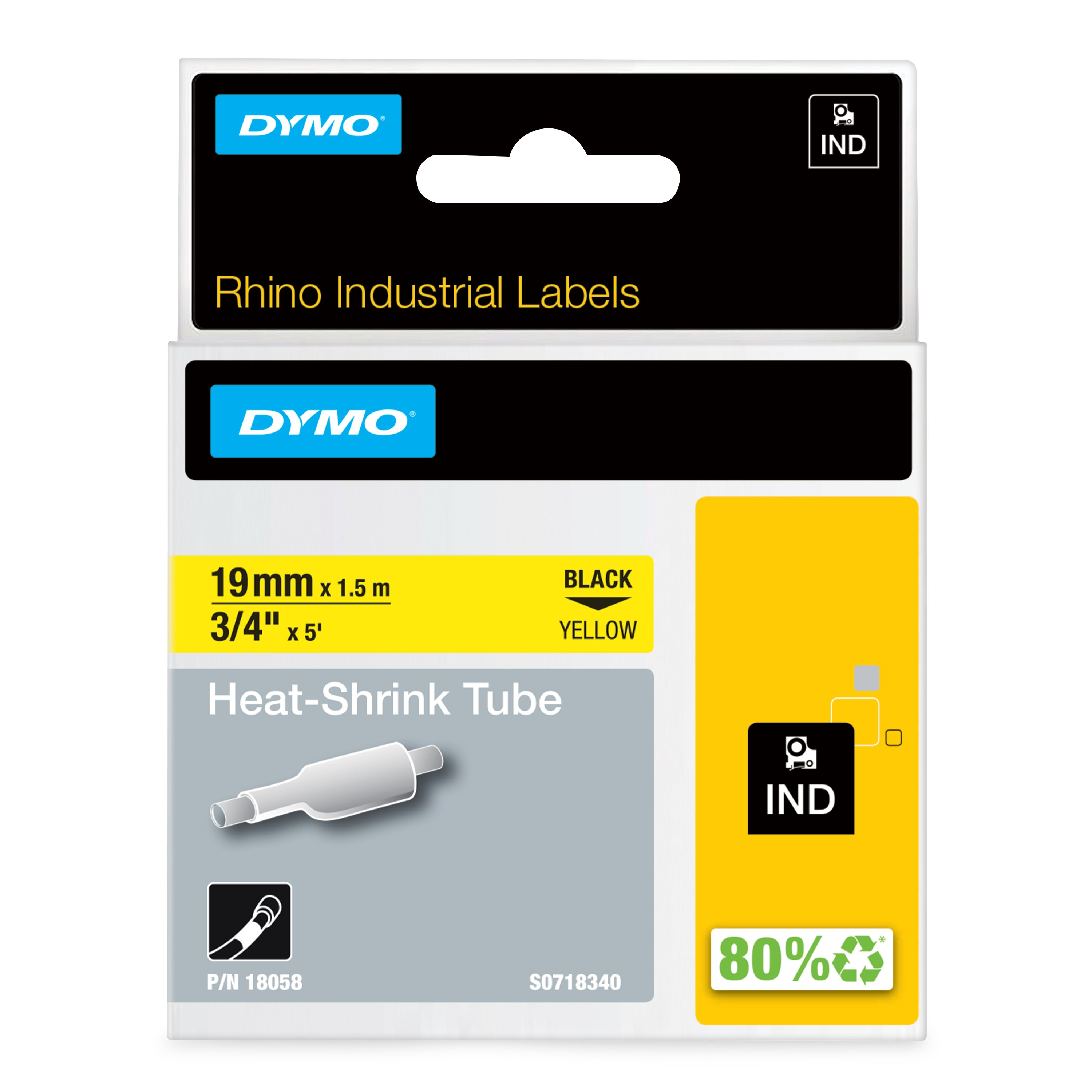 DYMO Schrumpfschlauch RHINO 18058, 19 mm, schwarz auf gold, 1 St.