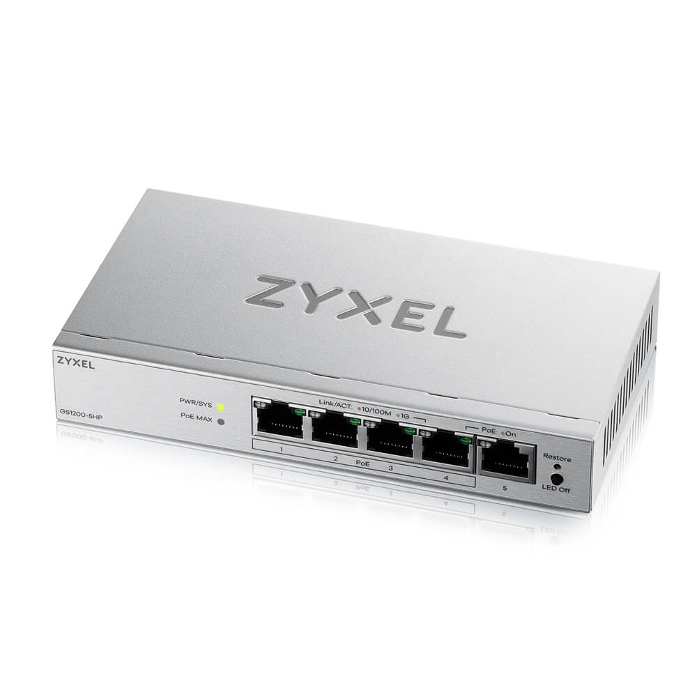 Zyxel GS1200-5HPV3 5-Port Gigabit PoE+ web/smart managed