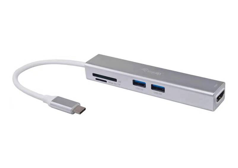 Equip Adapter USB-C->HDMI/2xUSB3.0/SD/TF 4K/ 30Hz 0.15m Alu.