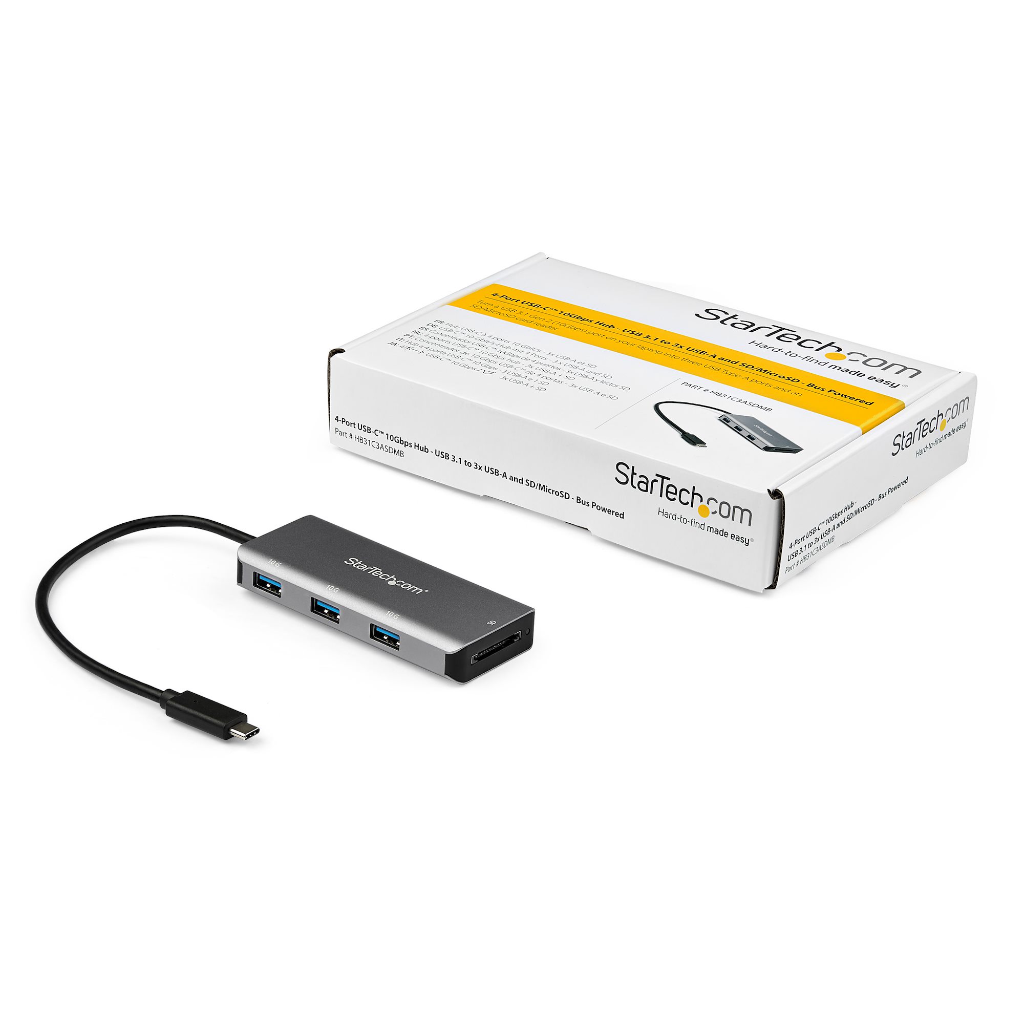 3-PORT USB-C HUB W/ SD READER READER-10GB - 3X USB-A 1X USB-C