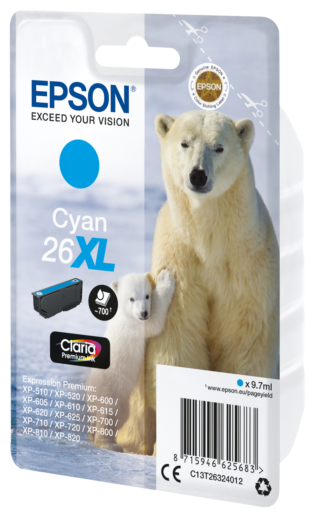 EPSON 26 XL / T2632 XL (Eisbär) cyan Druckerpatrone