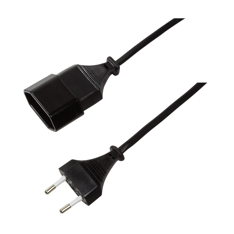 Logilink Netzkabel Euro CEE 7/16 Stecker zu Dose, 1m schwarz