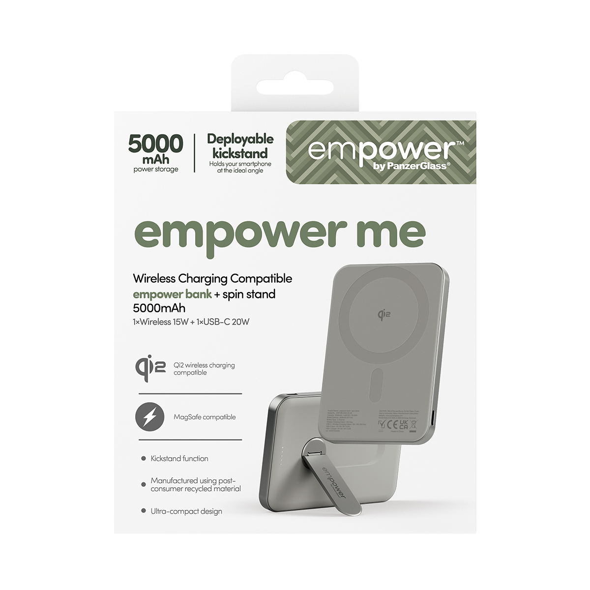 EMPOWER BANK W. SPIN STAND 5000MAH TITANIUM