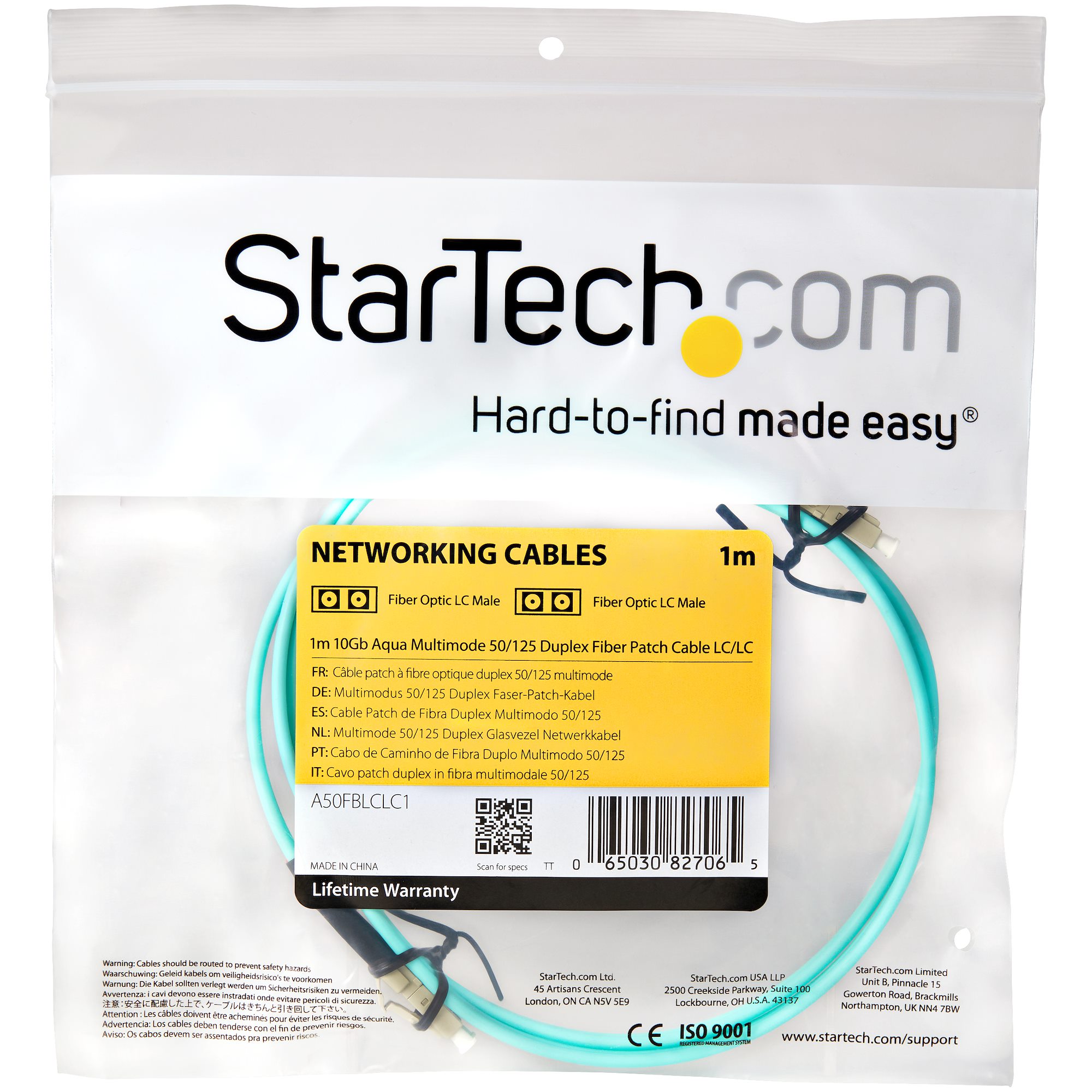 1M AQUA FIBER PATCH CABLE .
