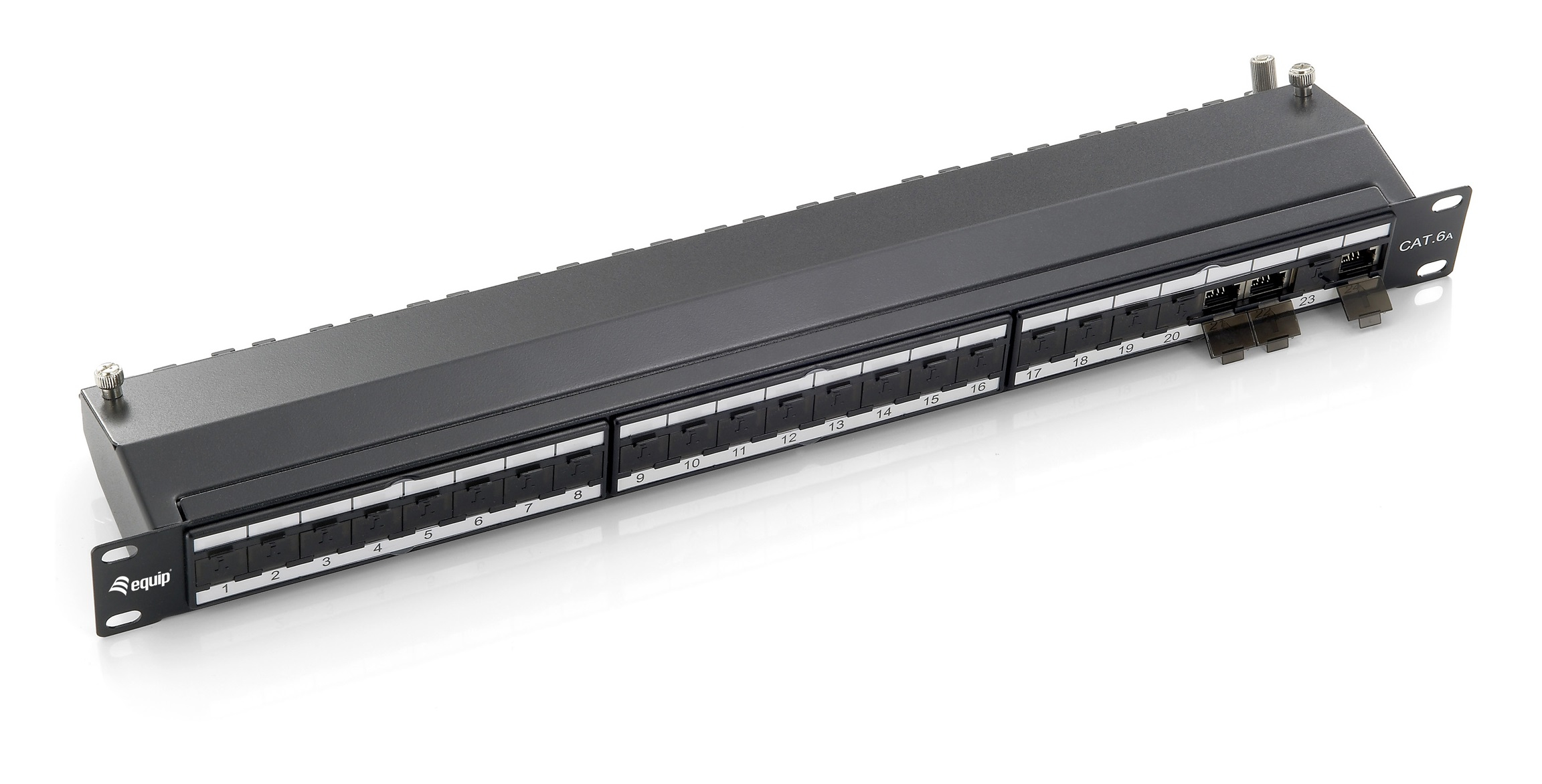Equip 19 Patchpanel 24xRJ45 Cat6a FTP 1U 500MHz RAL9005