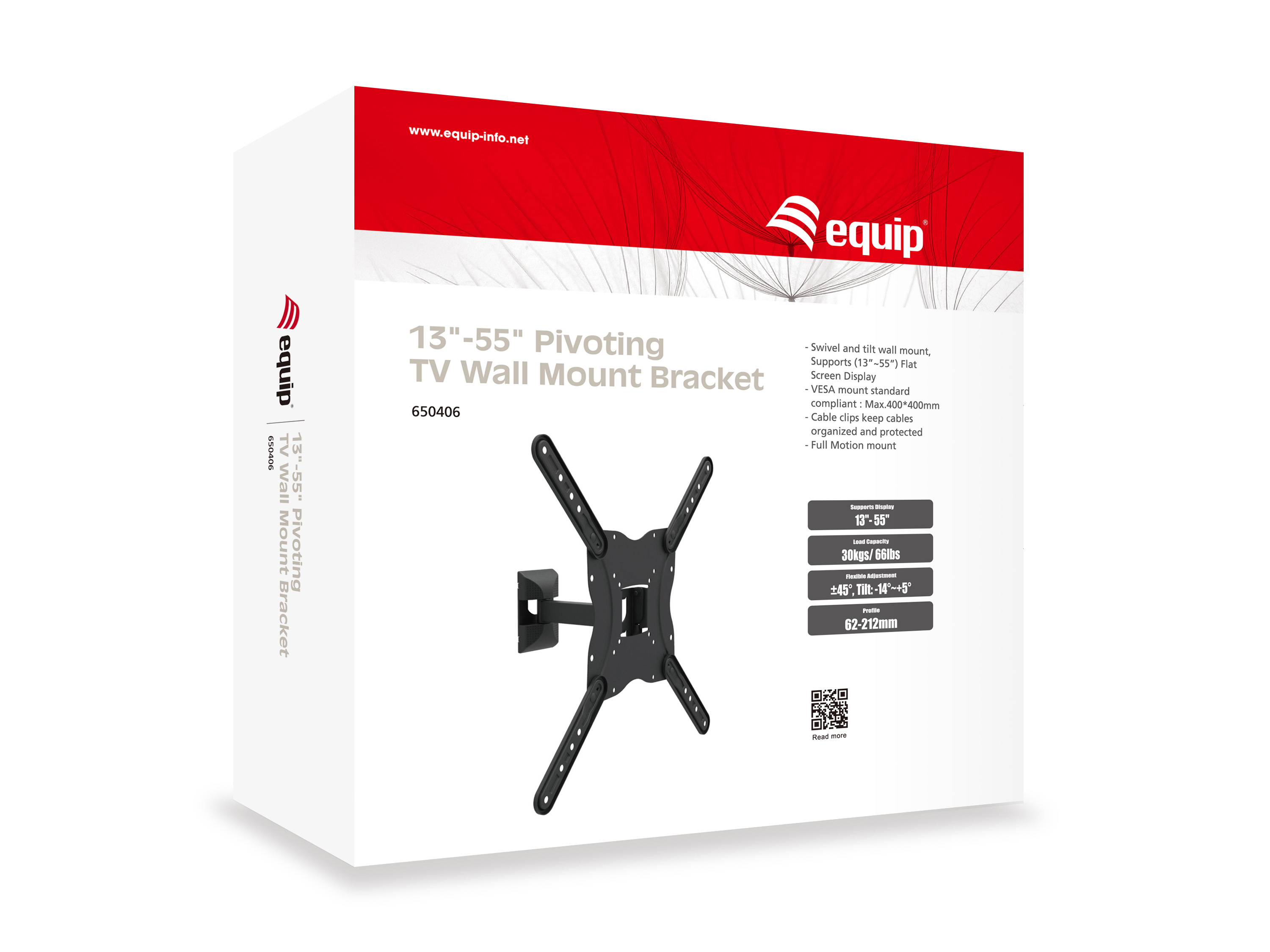 Equip Wandhalterung 23-55/1TFT schwenkb.2Gelenke 30Kg sw retail