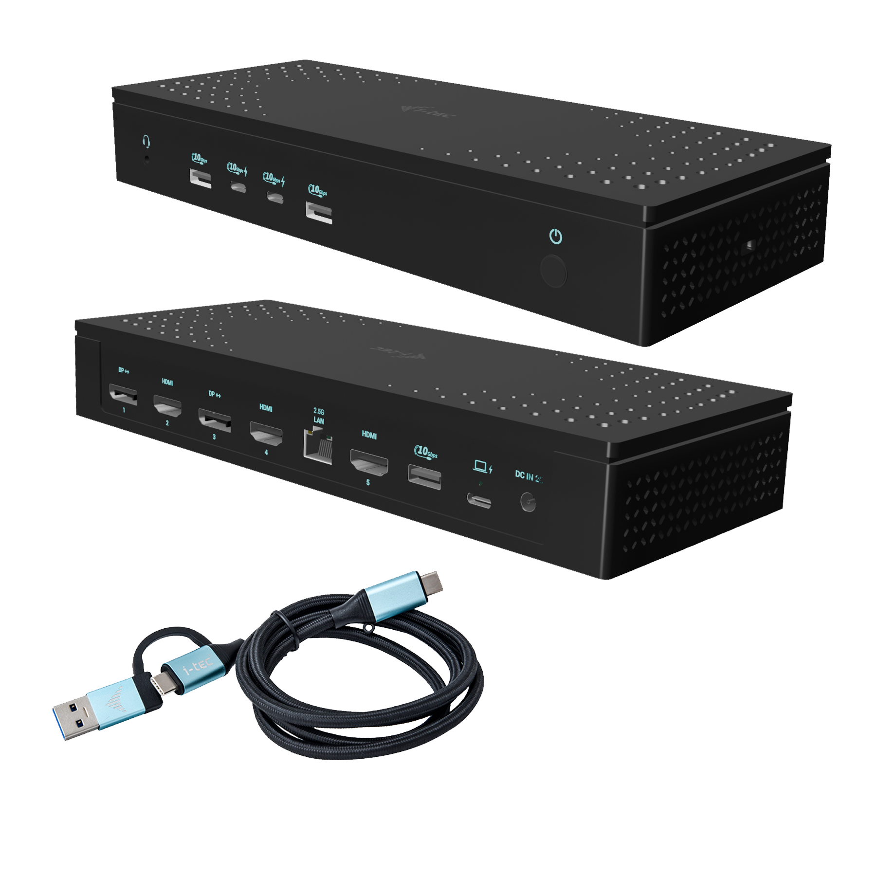 I-TEC Universal 5x 4K Display DS 5x 4K 2x DP 3x HDMI 1x 2,5GLAN 2x USB-C Gen.2 3x USB 3.2 Gen.2 1x Audio/Mic Jack PD 100W KL
