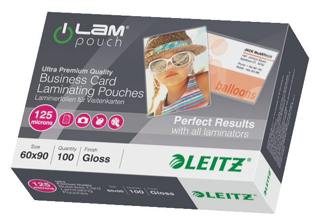 LEITZ Laminierfolien glänzend für Visitenkartenformat 125 micron, 100 St.