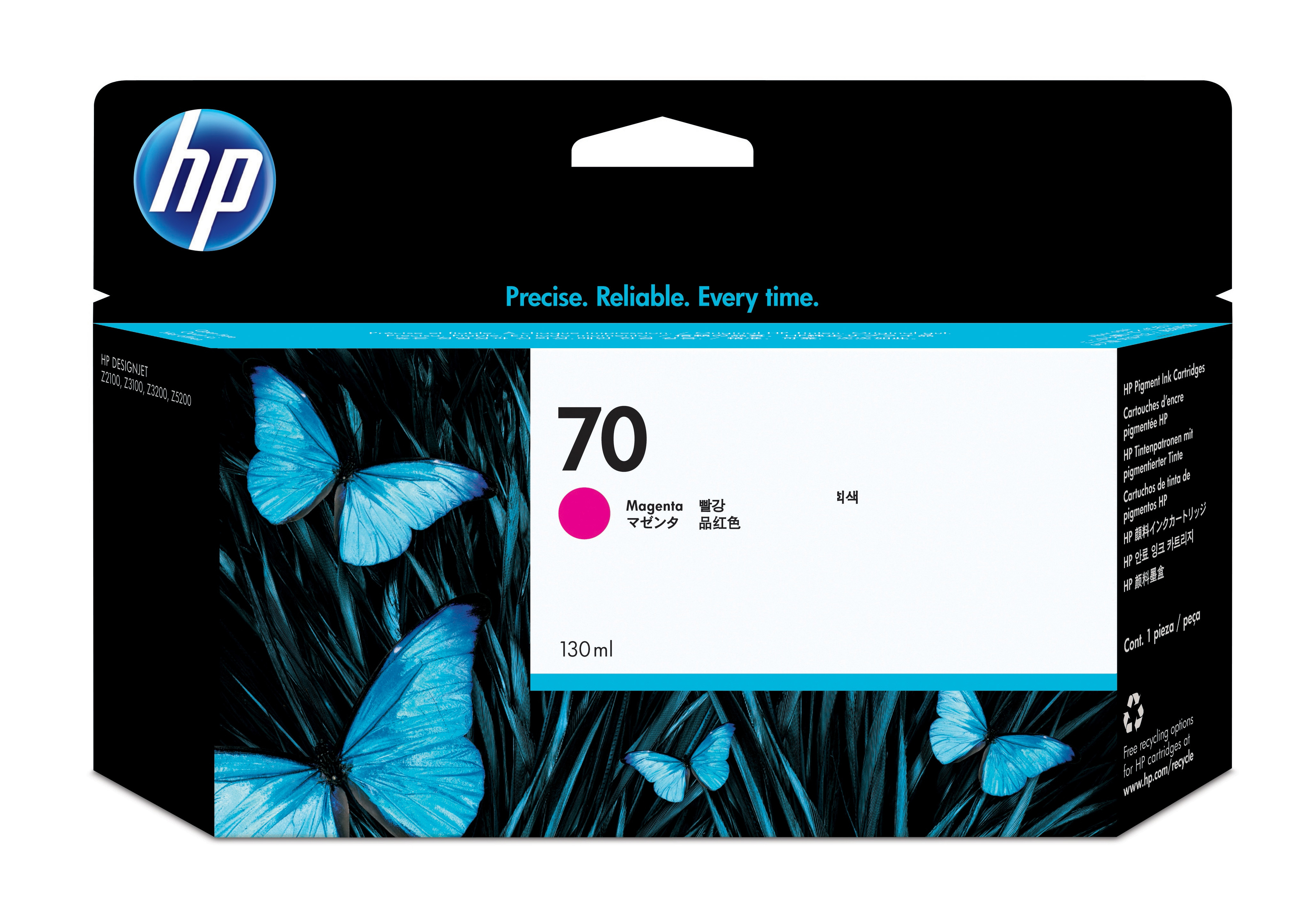HP 70 original Ink cartridge C9453A magenta standard capacity 130ml 1-pack with Vivera Ink cartridge