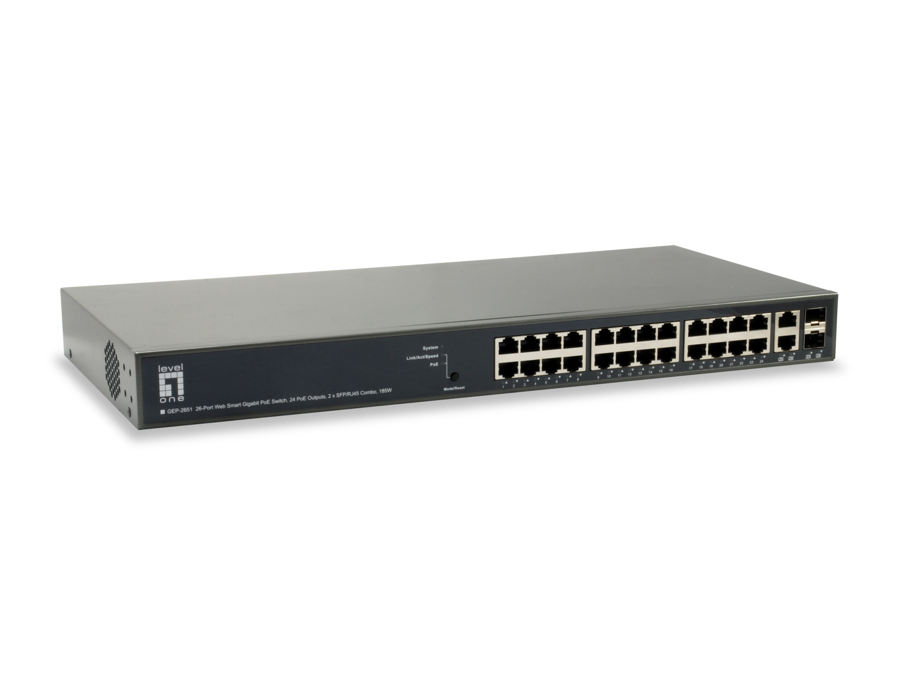 LevelOne PoE Switch 24xGE PoE/+ TURING 185W 19 WebSmart