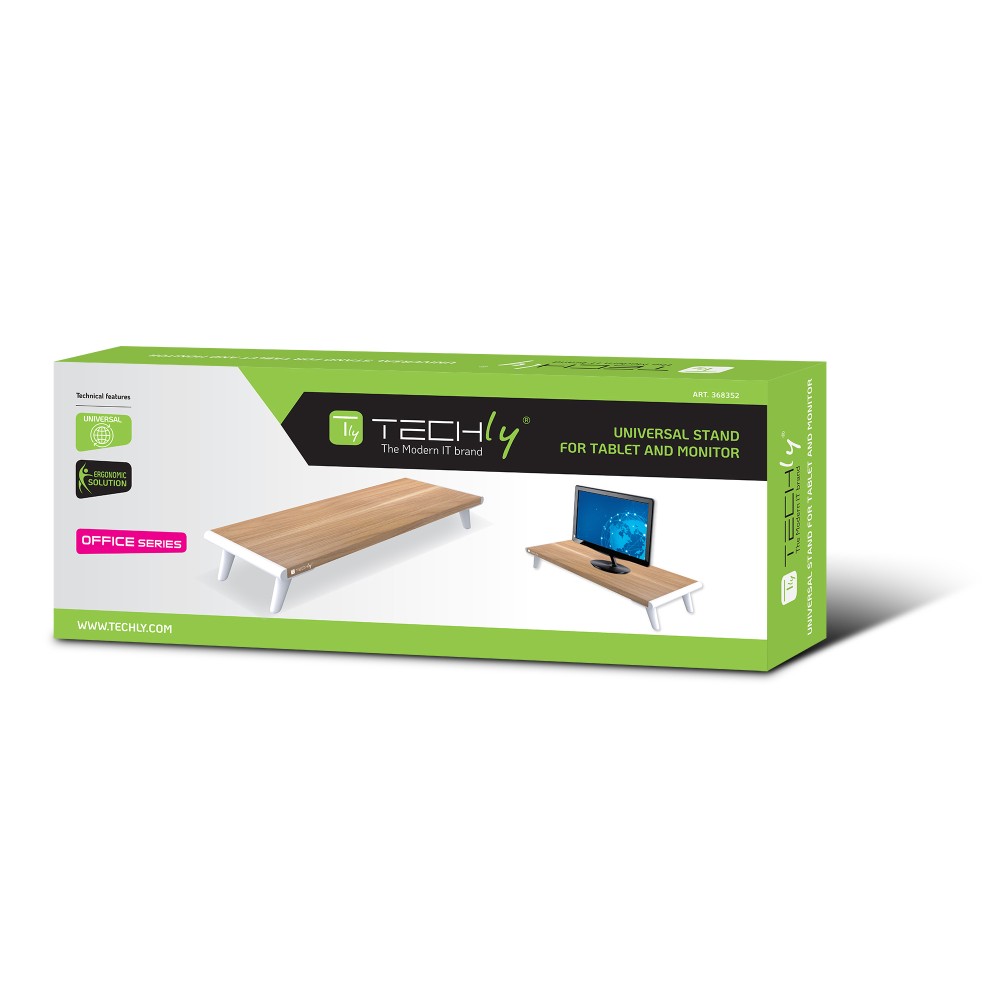 Techly Monitorständer Riser, Naturholz