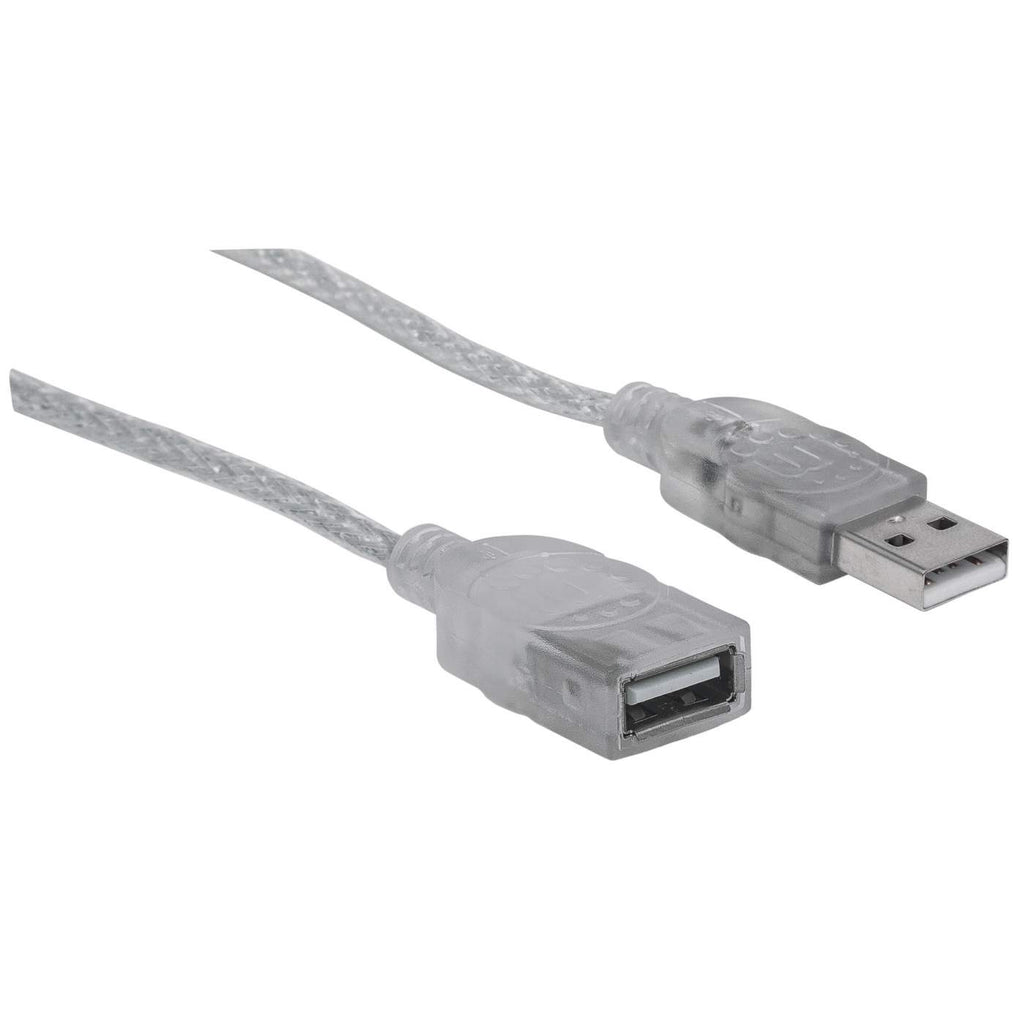 MANHATTAN Hi-Speed USB 2.0 Verlängerungskabel USB 2.0 Typ A Stecker - Typ A Buchse 480 Mbps 1,8m Silber