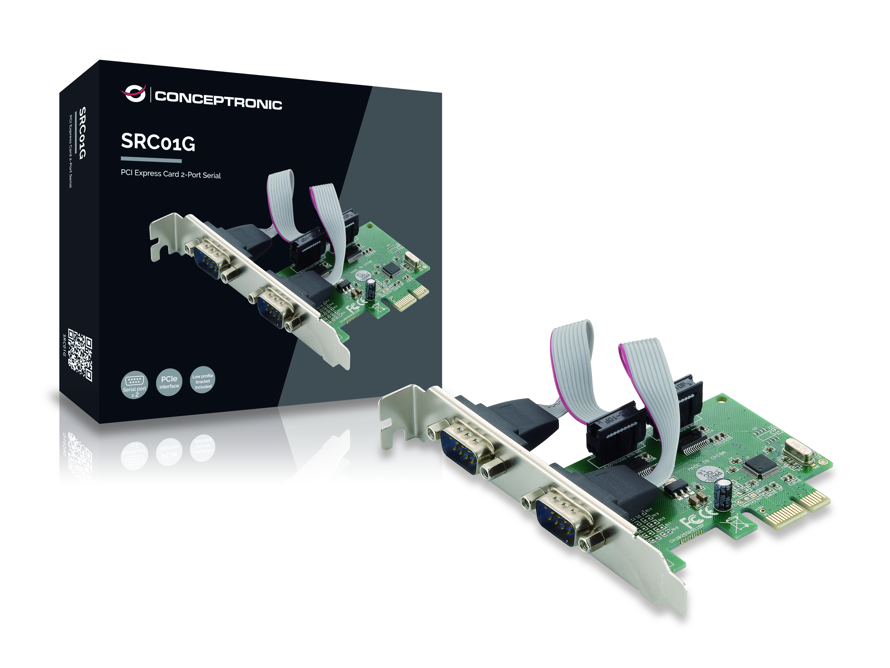 CONCEPTRONIC PCIe1x Card 2xRS232-Seriell 2.5Gbps
