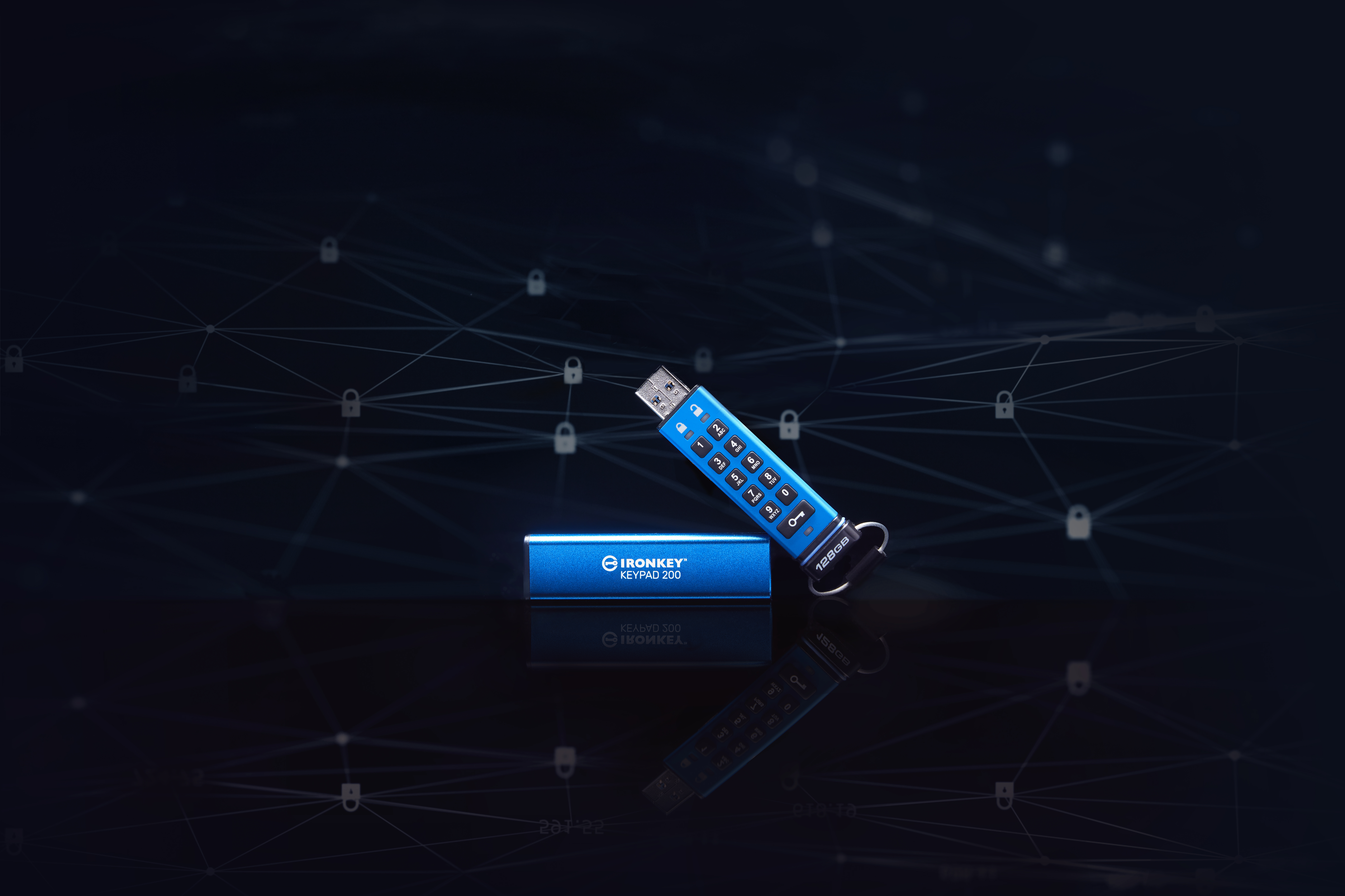 KINGSTON 128GB IronKey Keypad 200 FIPS 140-3 Lvl 3 Pending AES-256 Encrypted