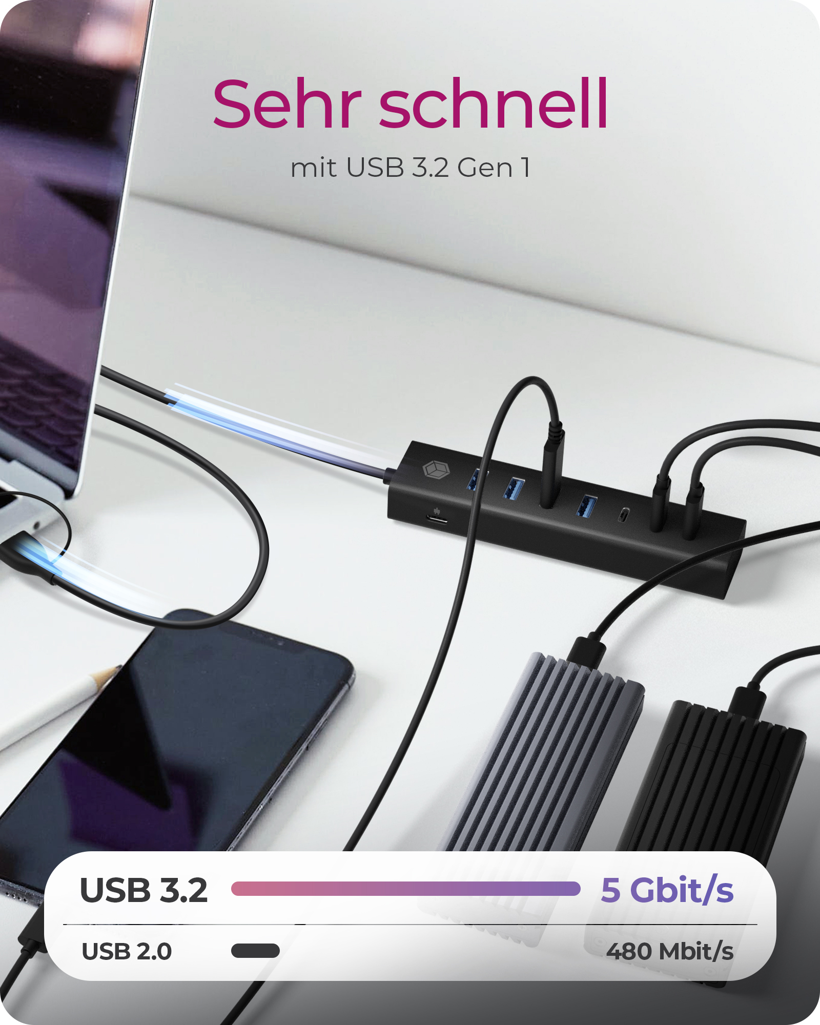 Hub IcyBox 7-Port IB-HUB1737-C3 USB 3.2 Type-C/Type-A
