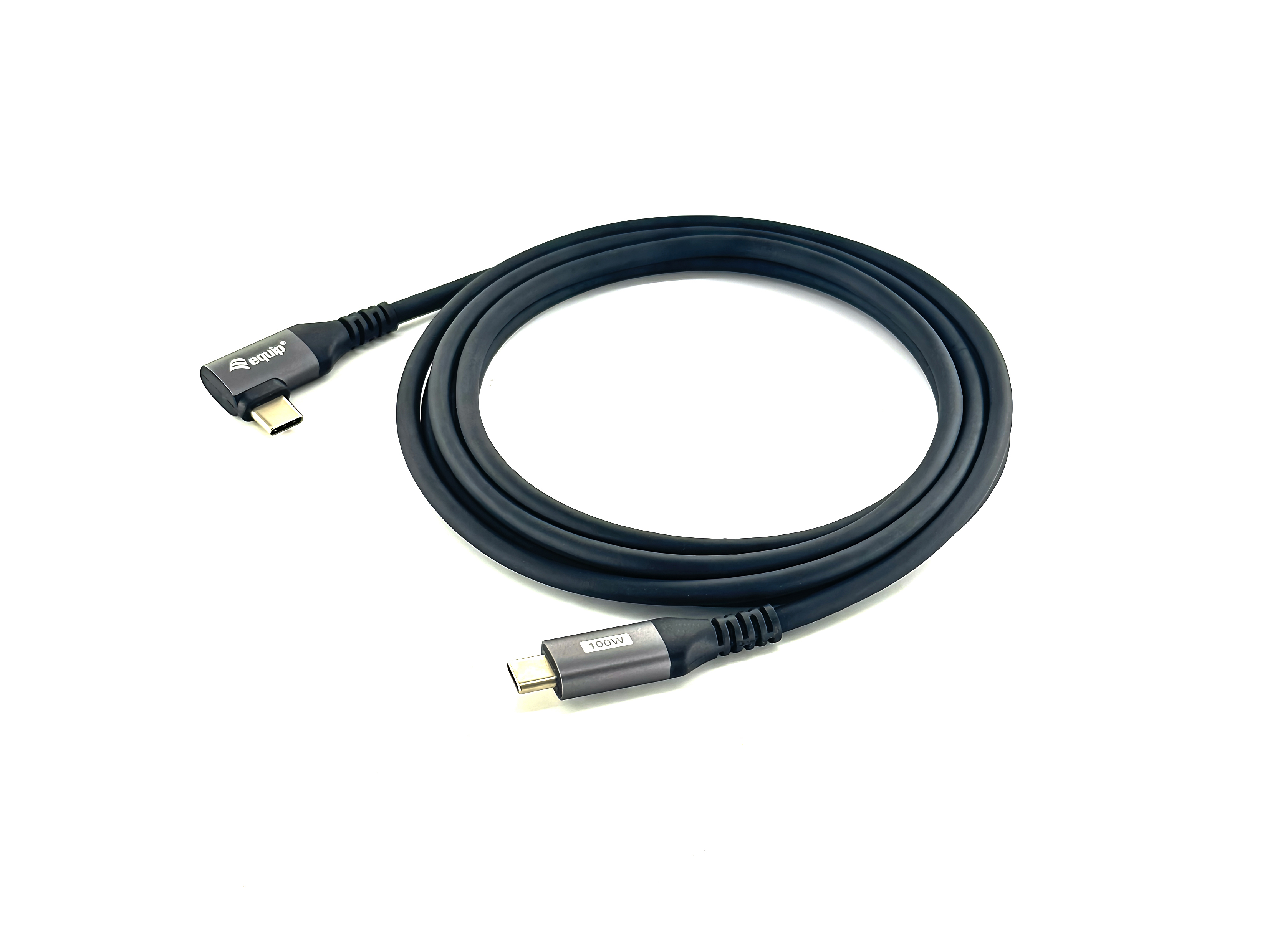 Equip Kabel USB-C2.0->C 90° PD100W St/St 1.00m schwarz